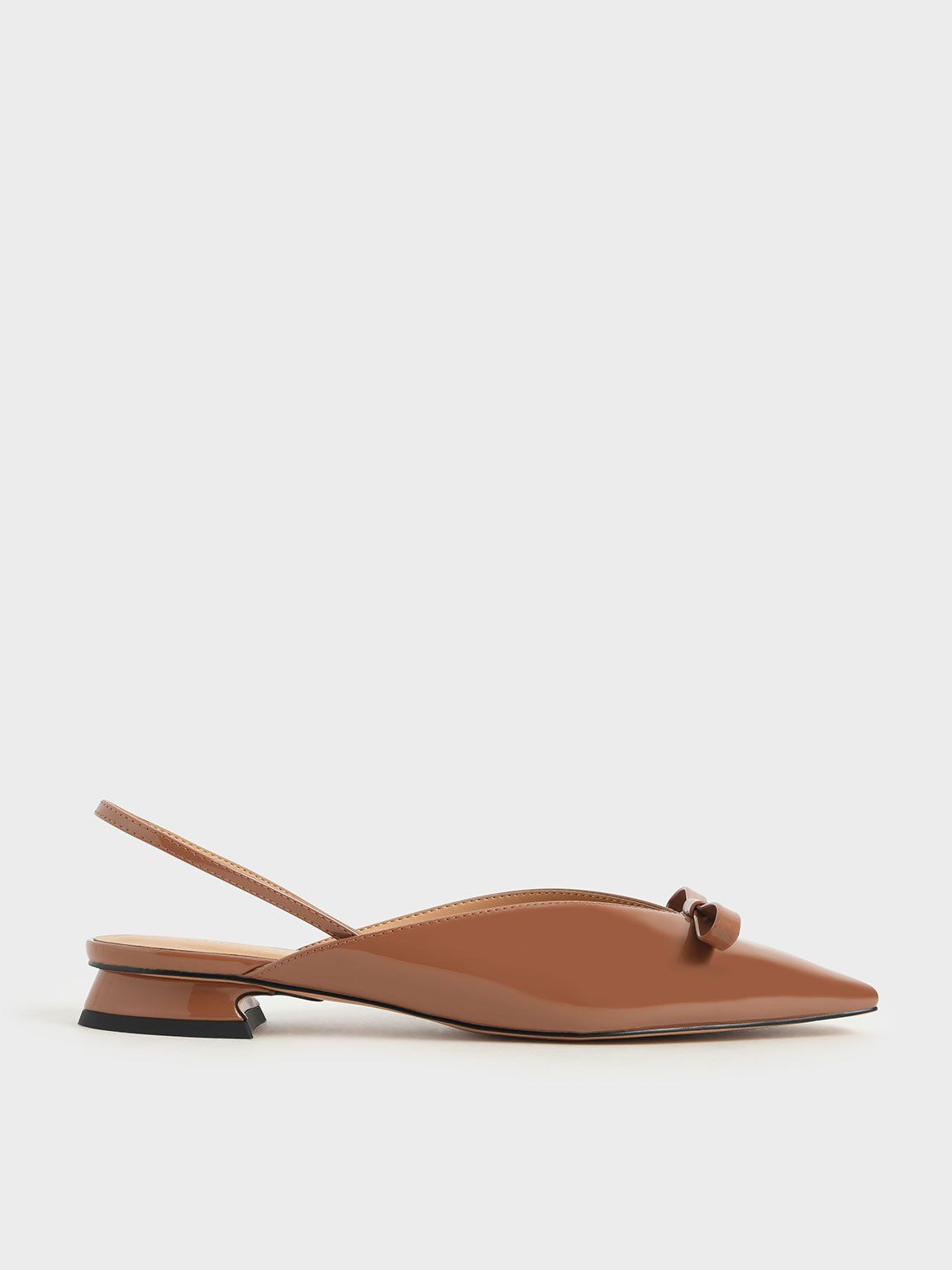 

Patent Bow Slingback Flats, Cognac