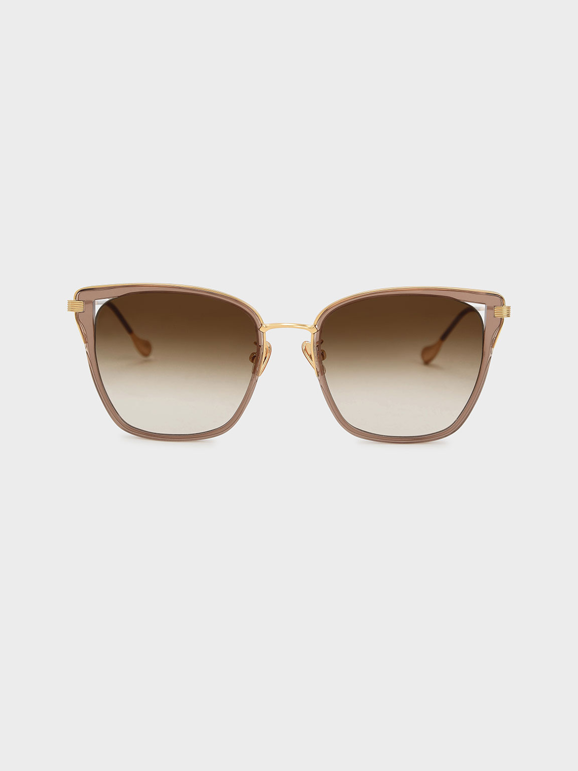 Taupe Recycled Acetate Wire-Frame Butterfly Sunglasses - CHARLES & KEITH UK