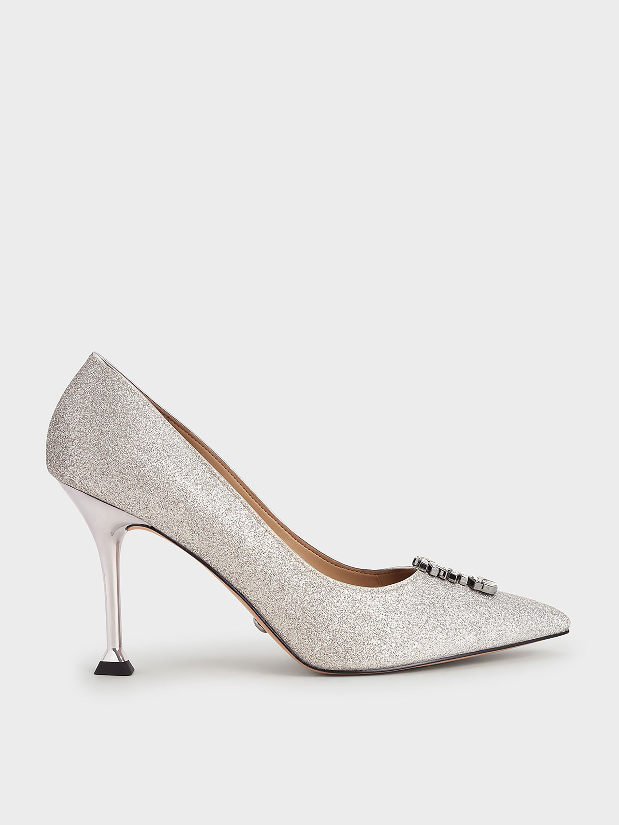 Glitter Gem-Embellished Pumps