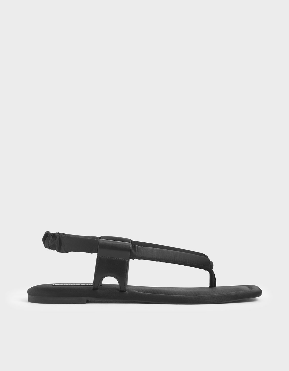 

Puffy Strap Thong Sandals, Black