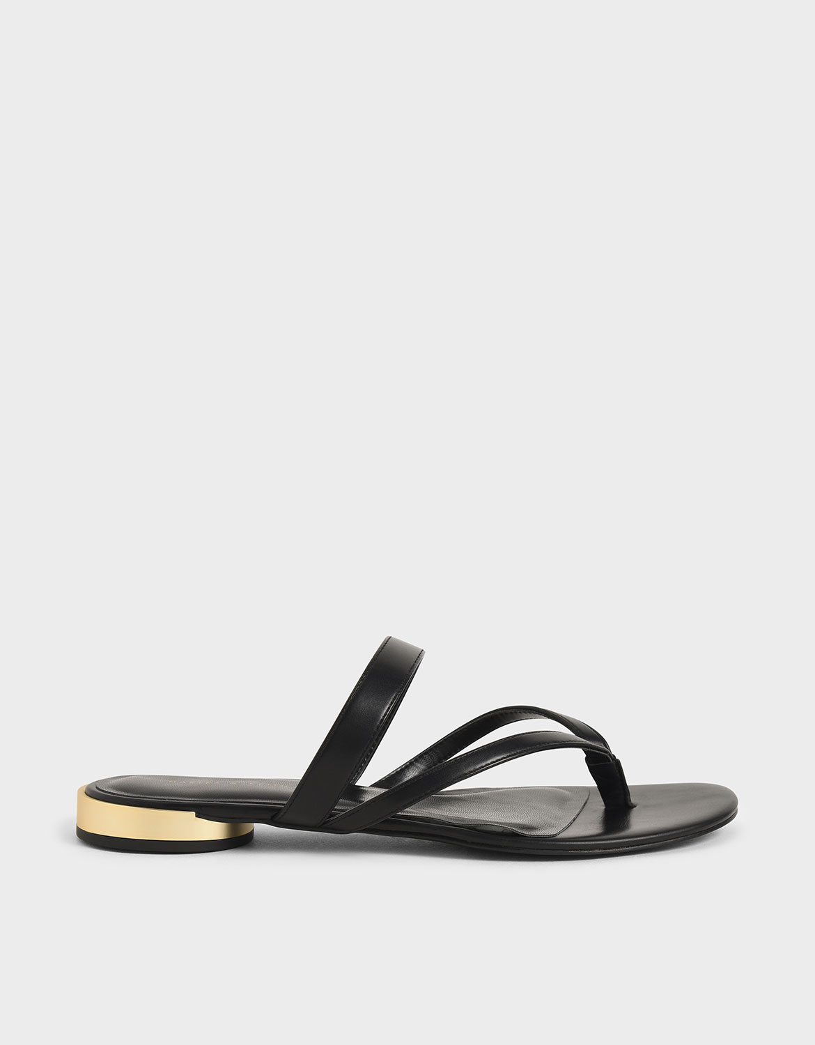 

Open-Toe Thong Sandals, Black