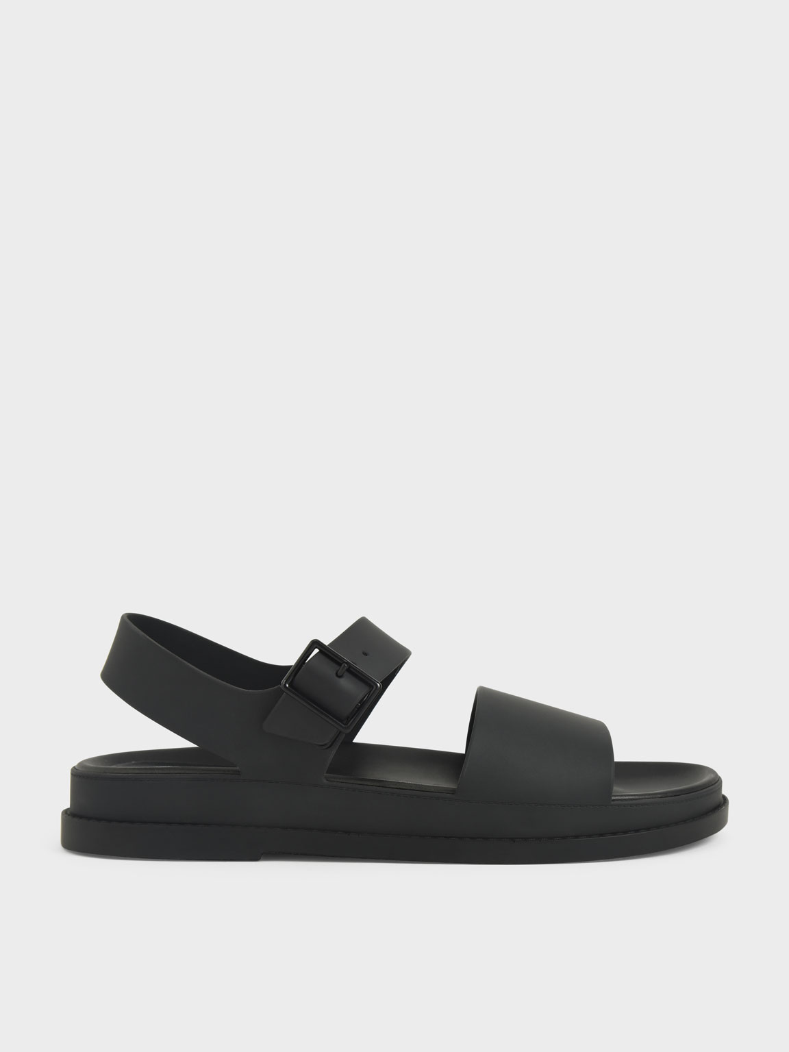 

Buckle Strap Flatform Sandals, Black
