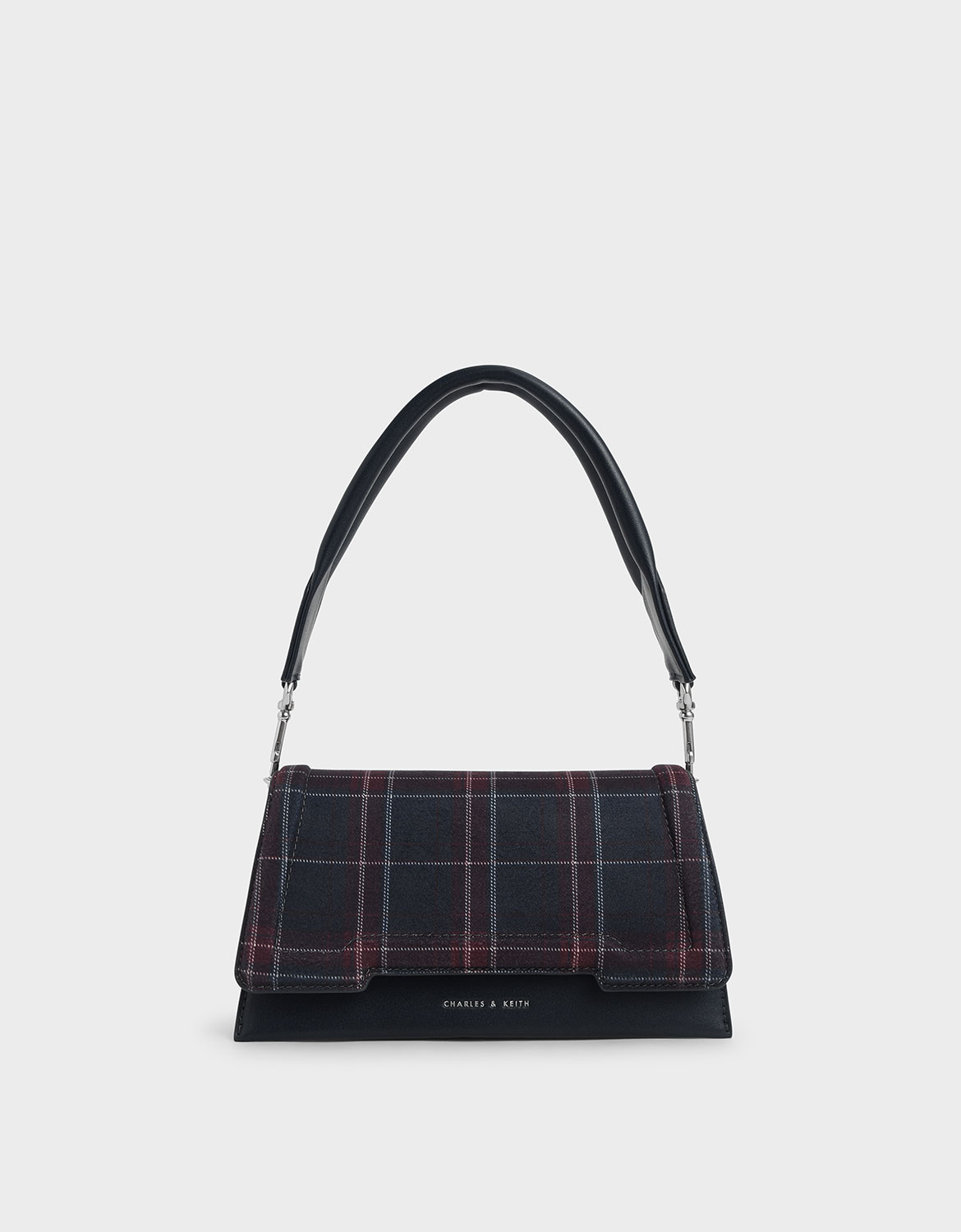 

Check Print Trapeze Front Flap Bag, Dark blue