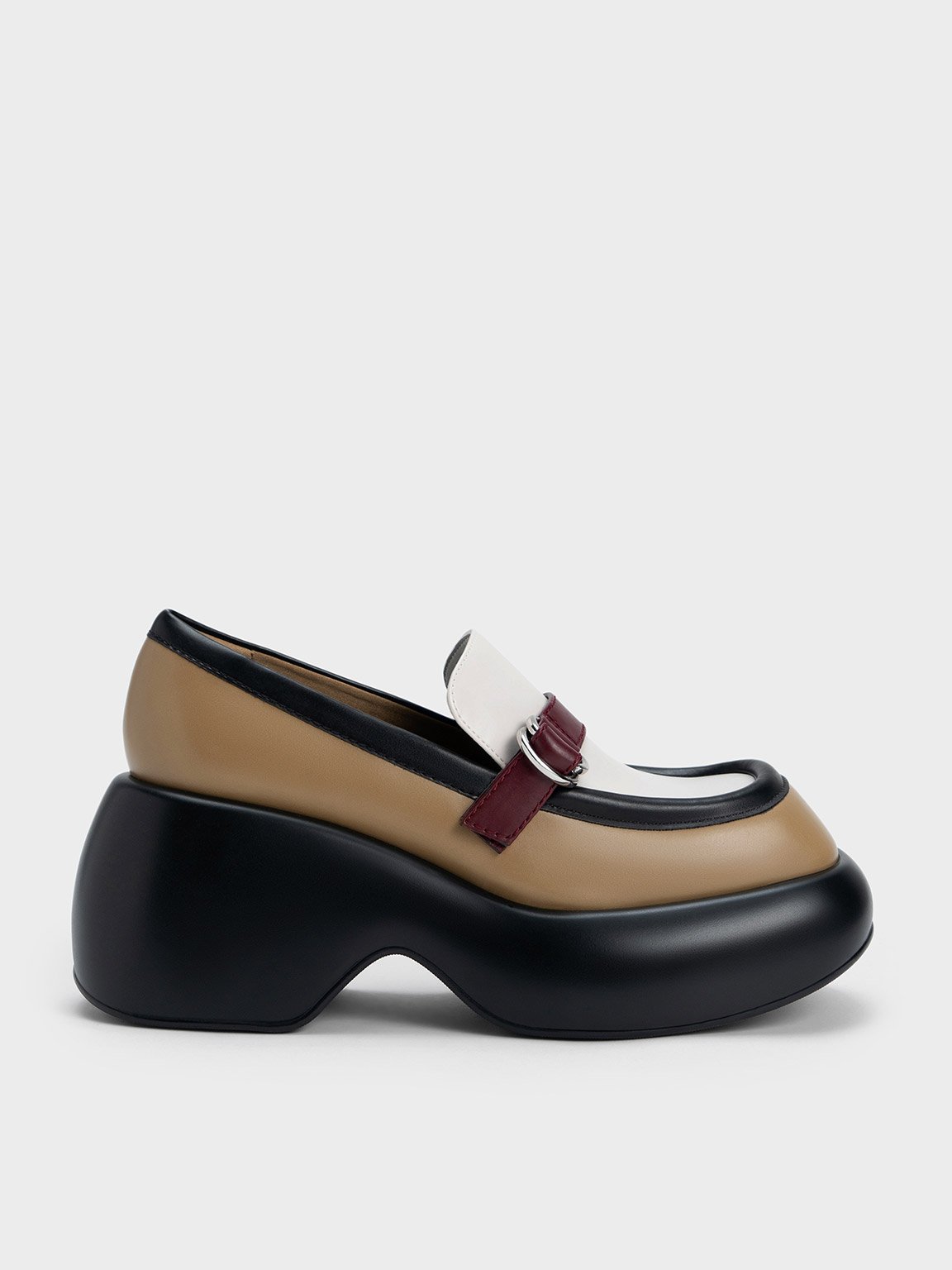 Charles & Keith Buckled Platform Penny Loafers In Multi