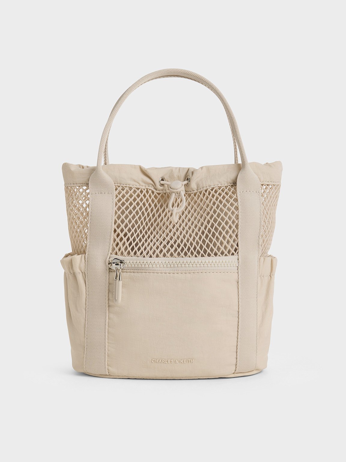 Charles & Keith - Terra Mesh & Nylon Multi-way Bag In Oat