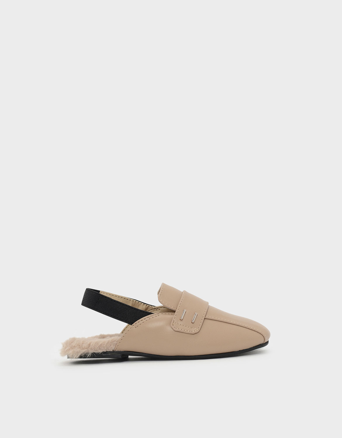 

Kids Furry Detail Slingbacks, Nude