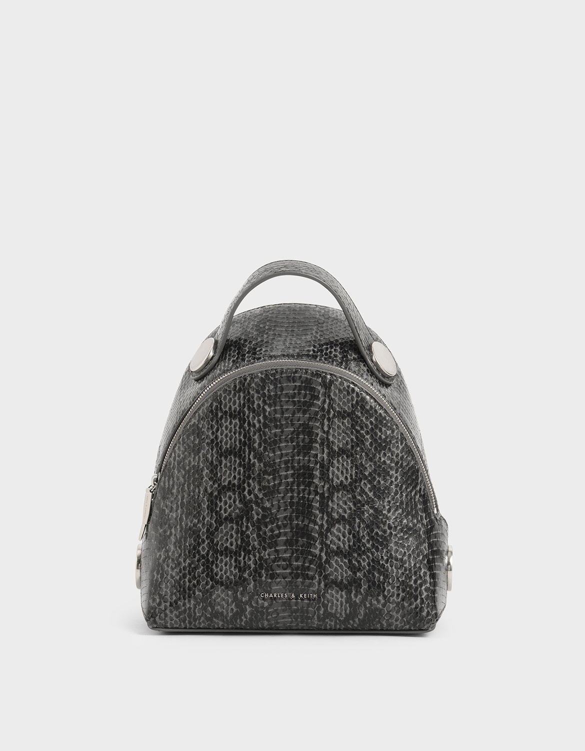 

Snake Print Dome Backpack, Grey