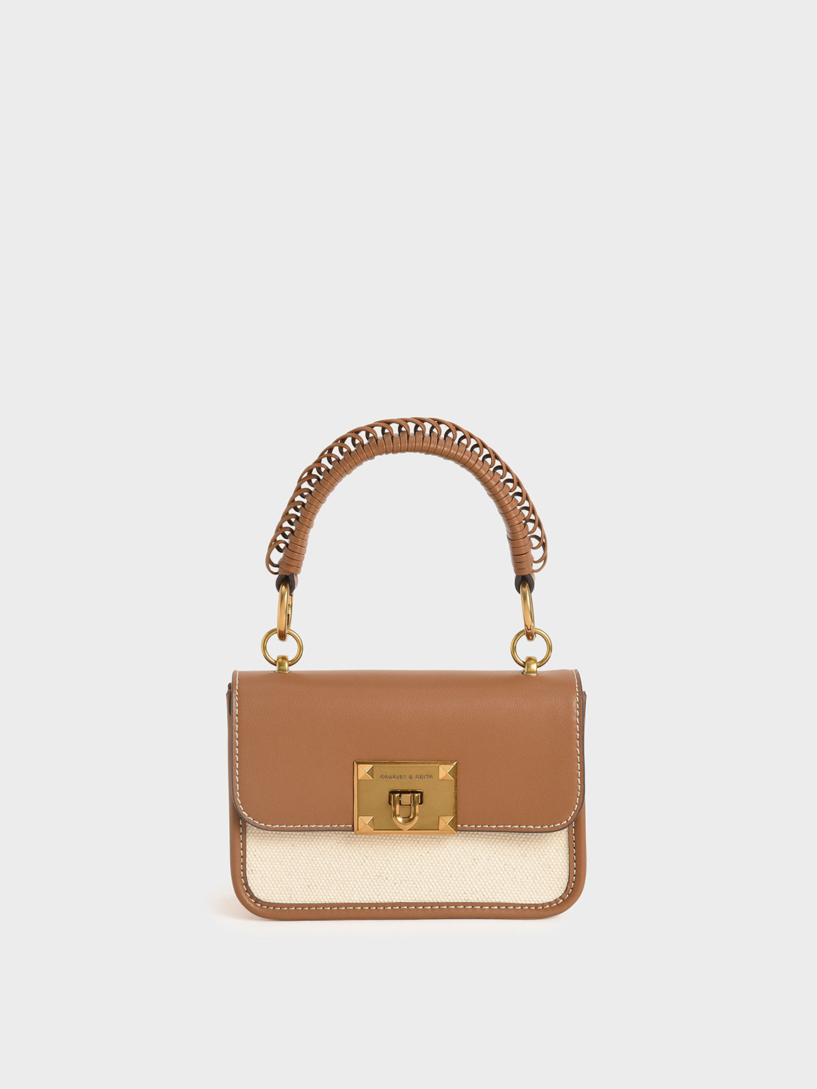 

Canvas Metallic Turn-Lock Bag, Multi