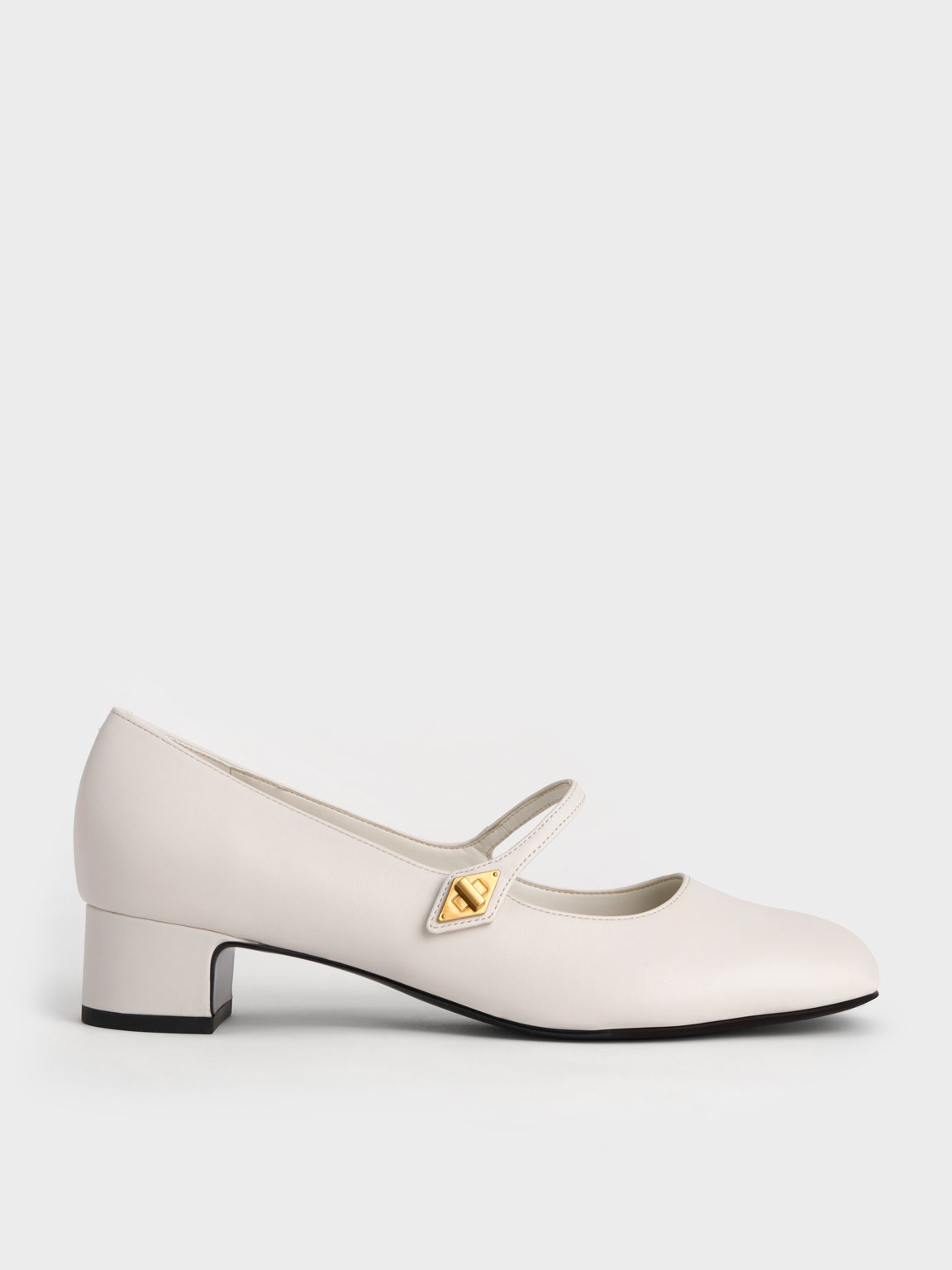 Chalk Metallic Accent Mary Jane Pumps | CHARLES & KEITH UK