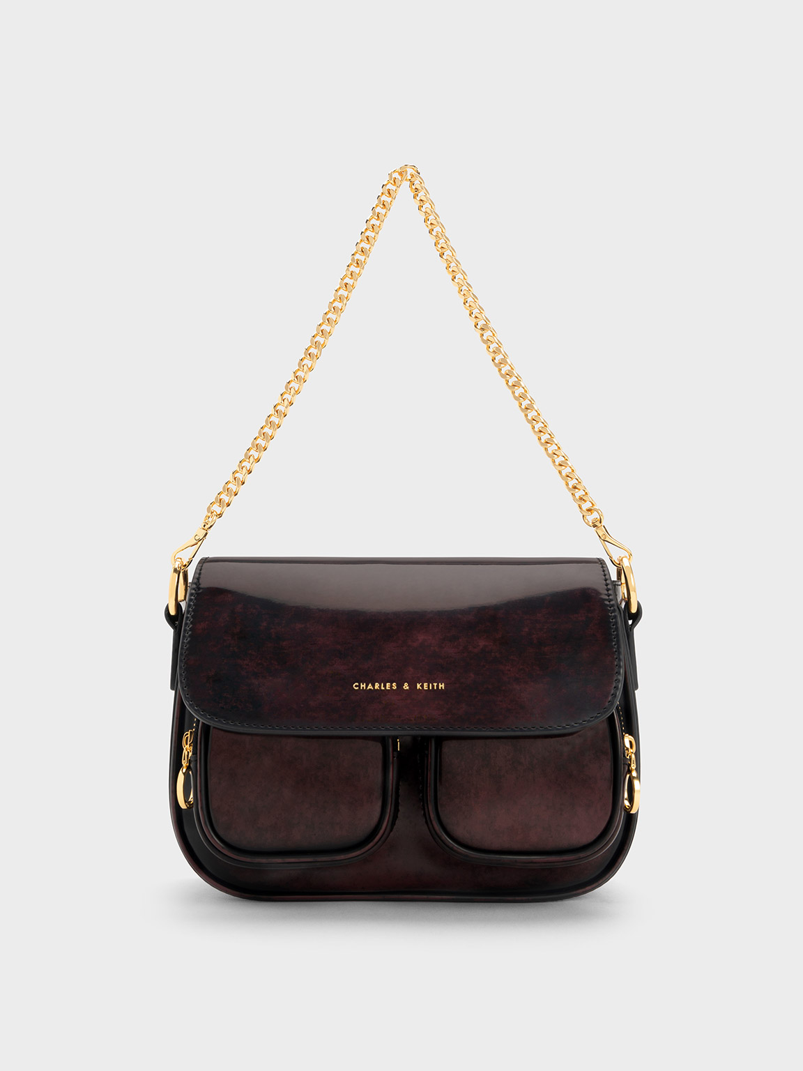 CHARLES & KEITH ダークブラウン バッグセット Charles & Keith Letitia Front Flap Crossbody Bag In Dark Chocolate
