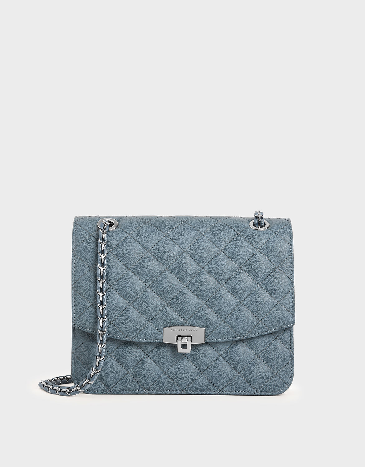 

Quilted Chain Strap Bag, Blue