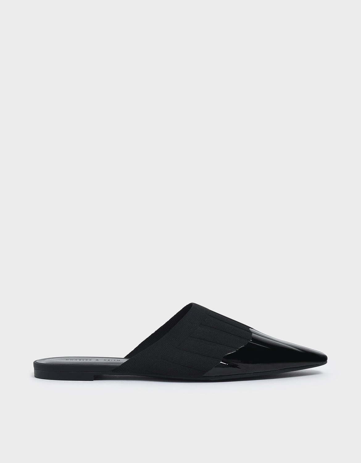 

Knitted Pointed Toe Mules, Black