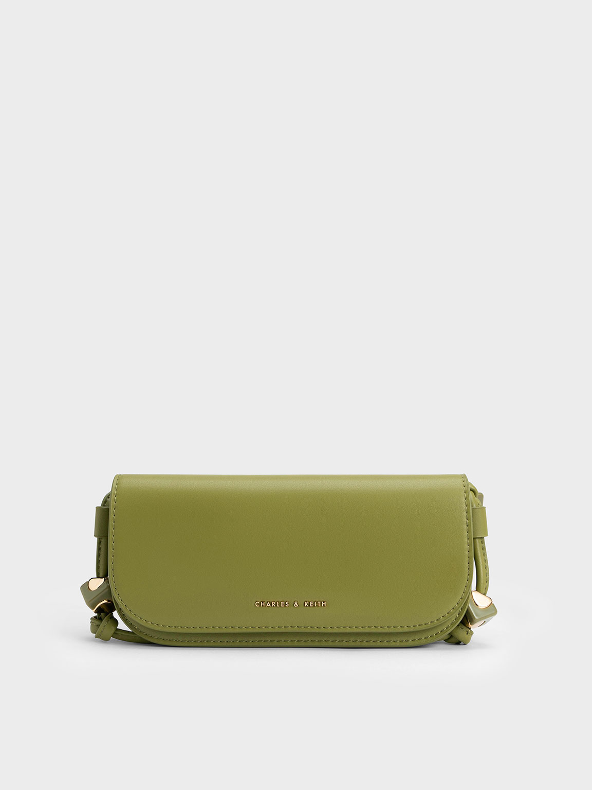 Charles & Keith Cube Knotted Elongated Crossbody Bag In Pistachio