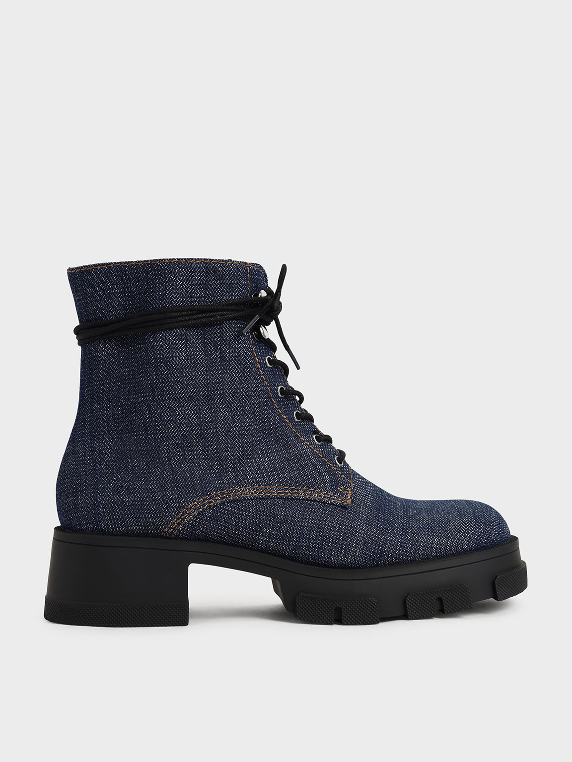 

Denim Lace-Up Combat Boots