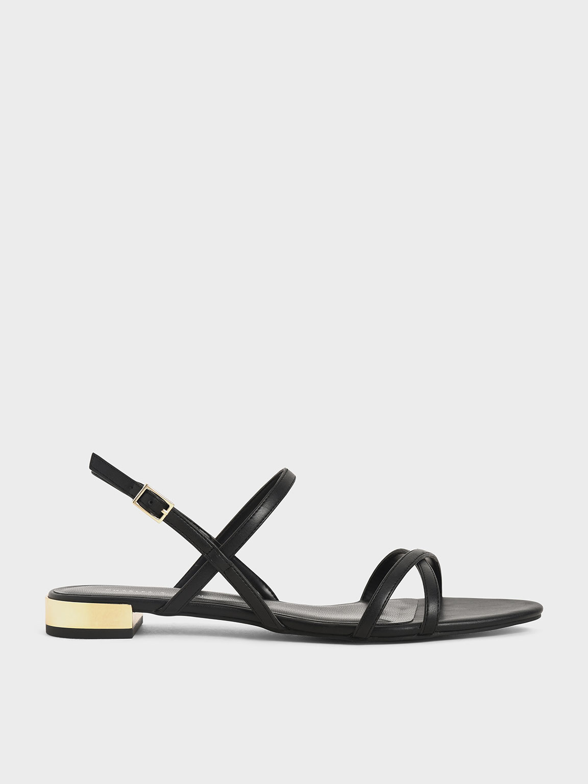 

Strappy Flat Sandals, Black