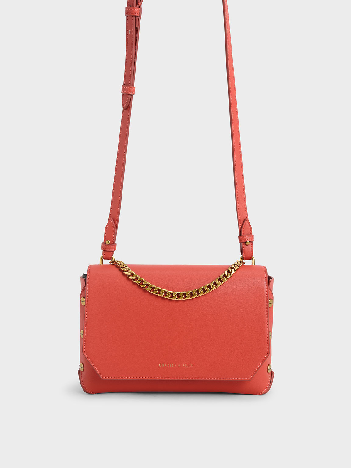 

Chain Handle Shoulder Bag, Coral