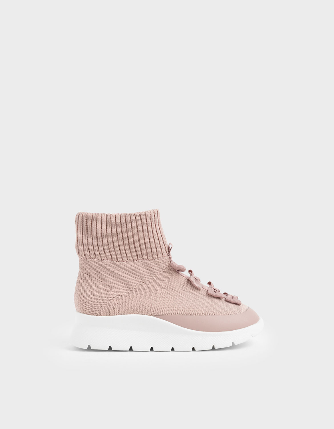 

Girls' Knitted High Top Slip-On Sneakers, Pink