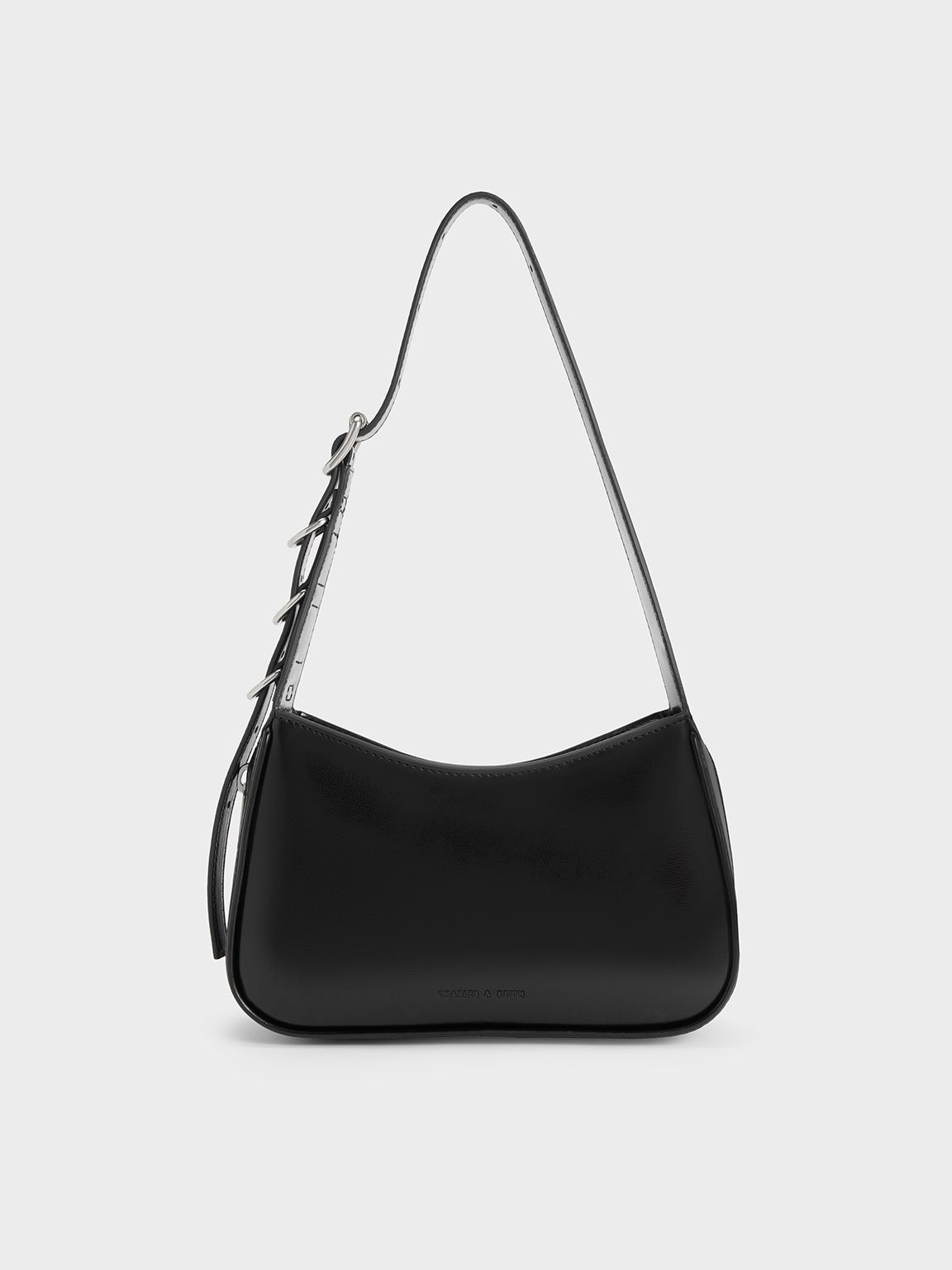 Charles & Keith Rebel Hobo Bag In Noir