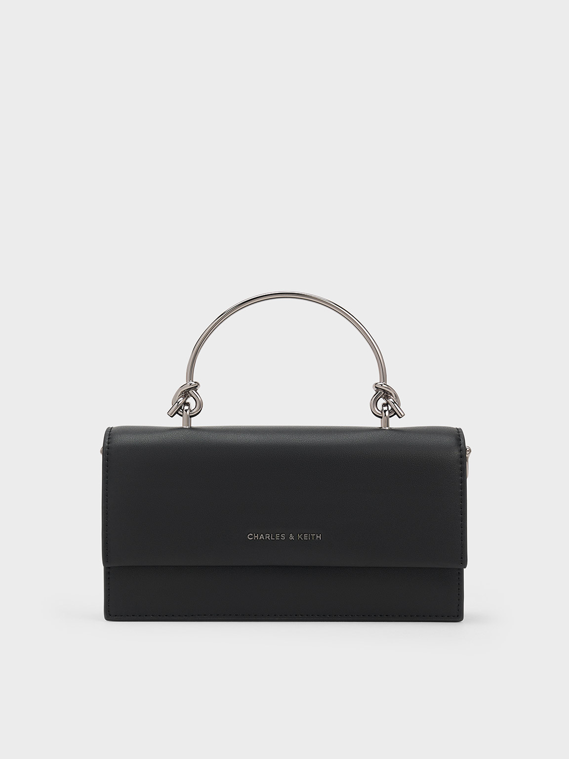 Charles & Keith Sculptural-handle Long Wallet In Noir