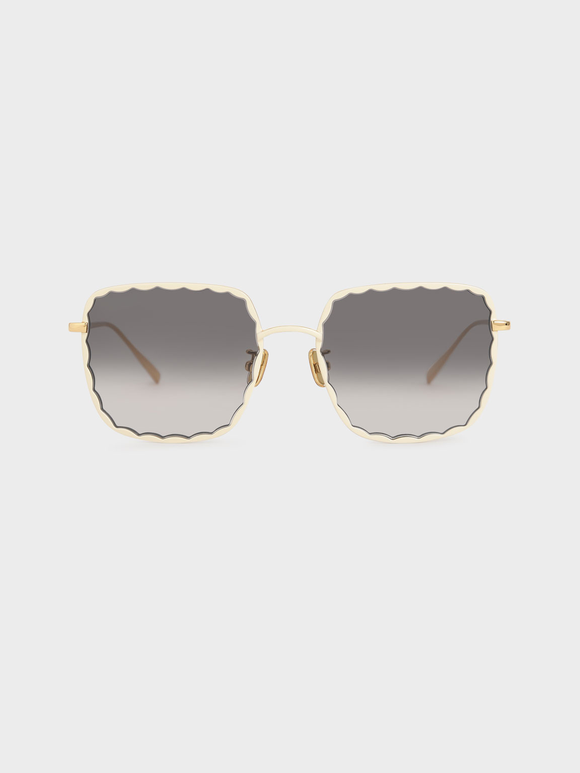 

Scallop Trim Butterfly Sunglasses, Cream