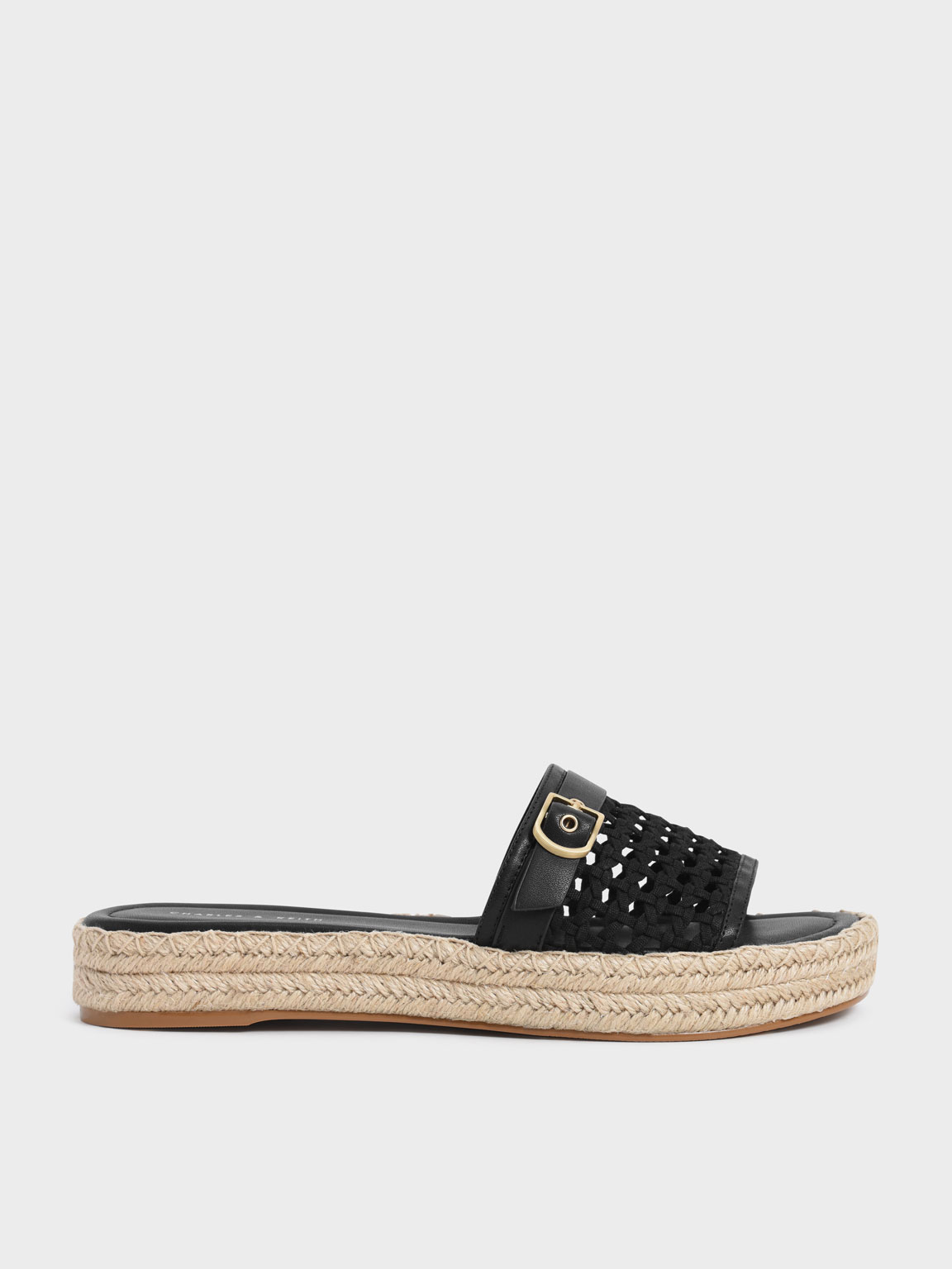 

Buckle Strap Espadrille Sandals, Black