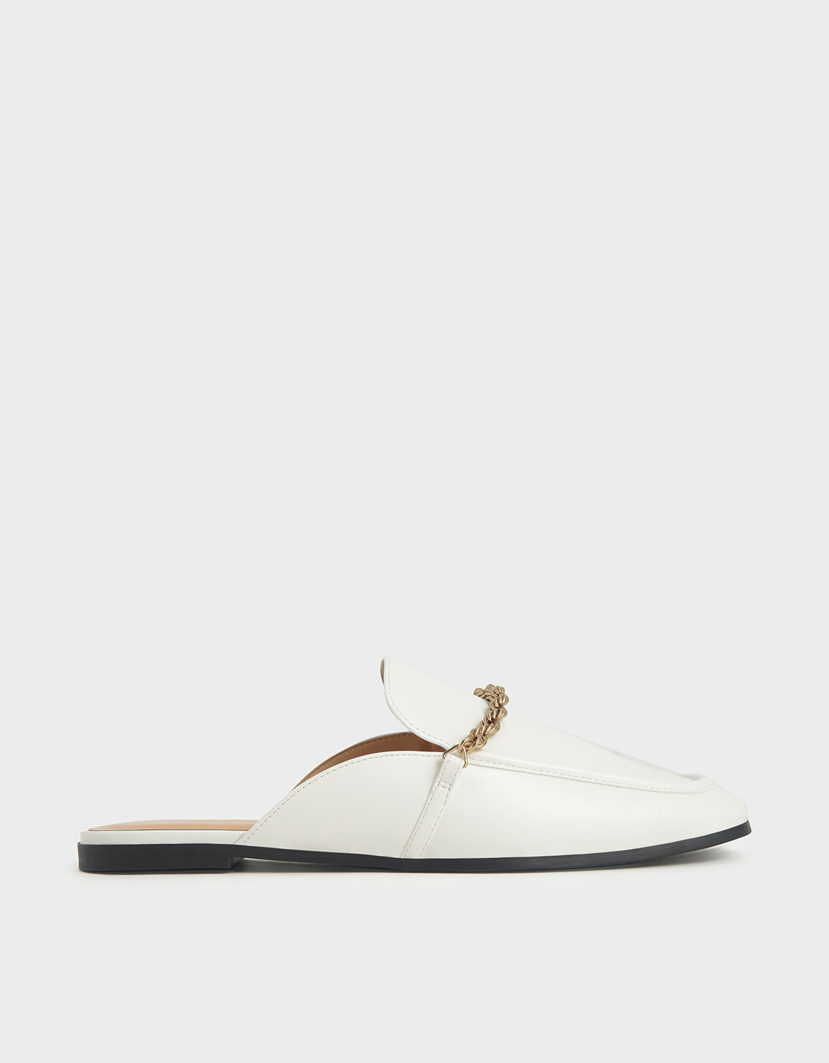 

Metallic Accent Mule Flats, White