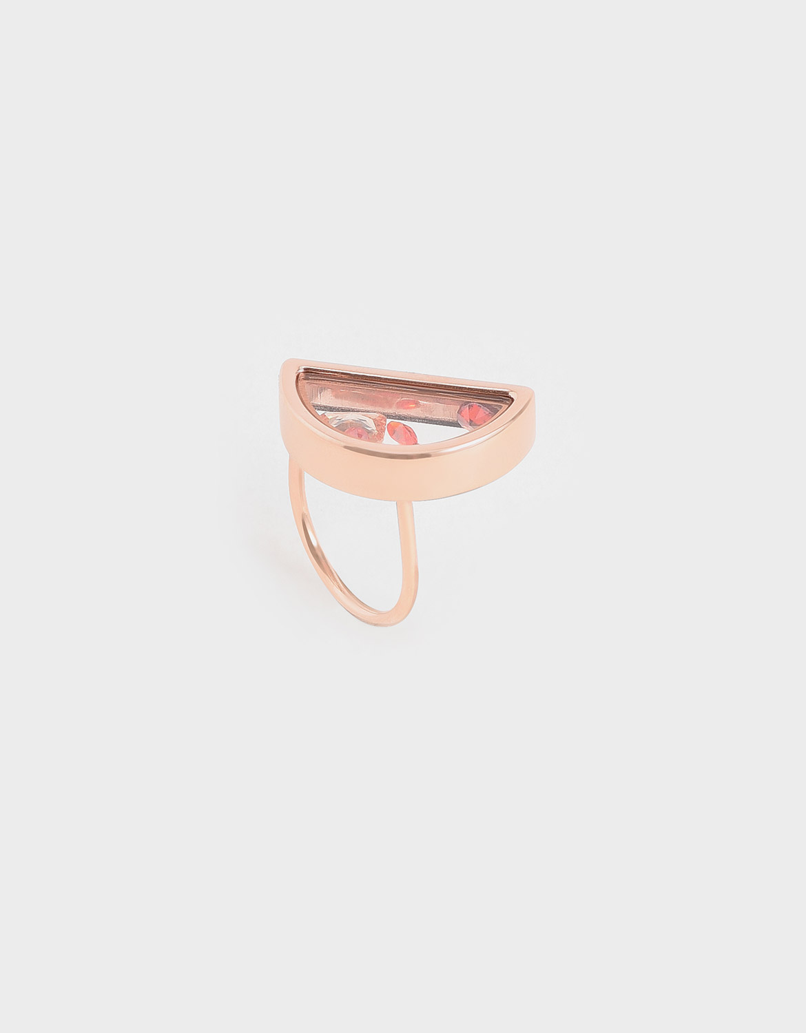 

Semi-Circle Floating Locket Ring, Rose gold