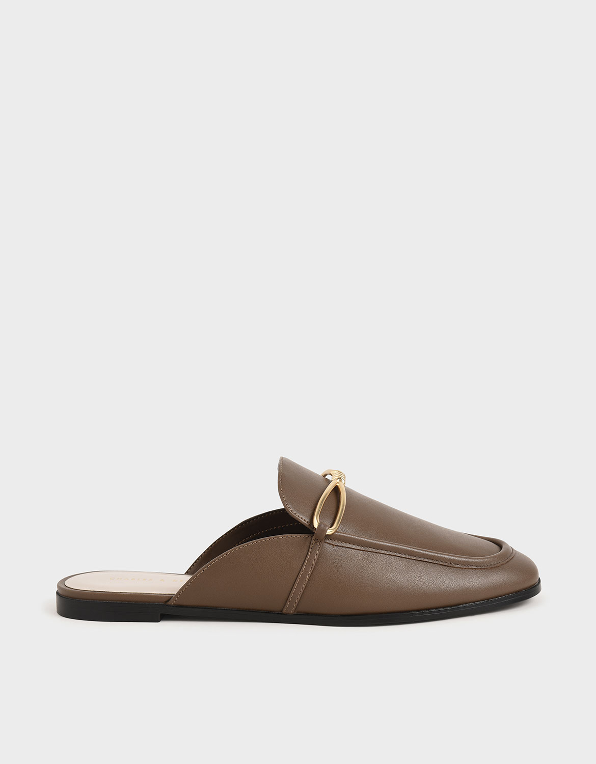 

Metallic Accent Loafer Mules, Brown