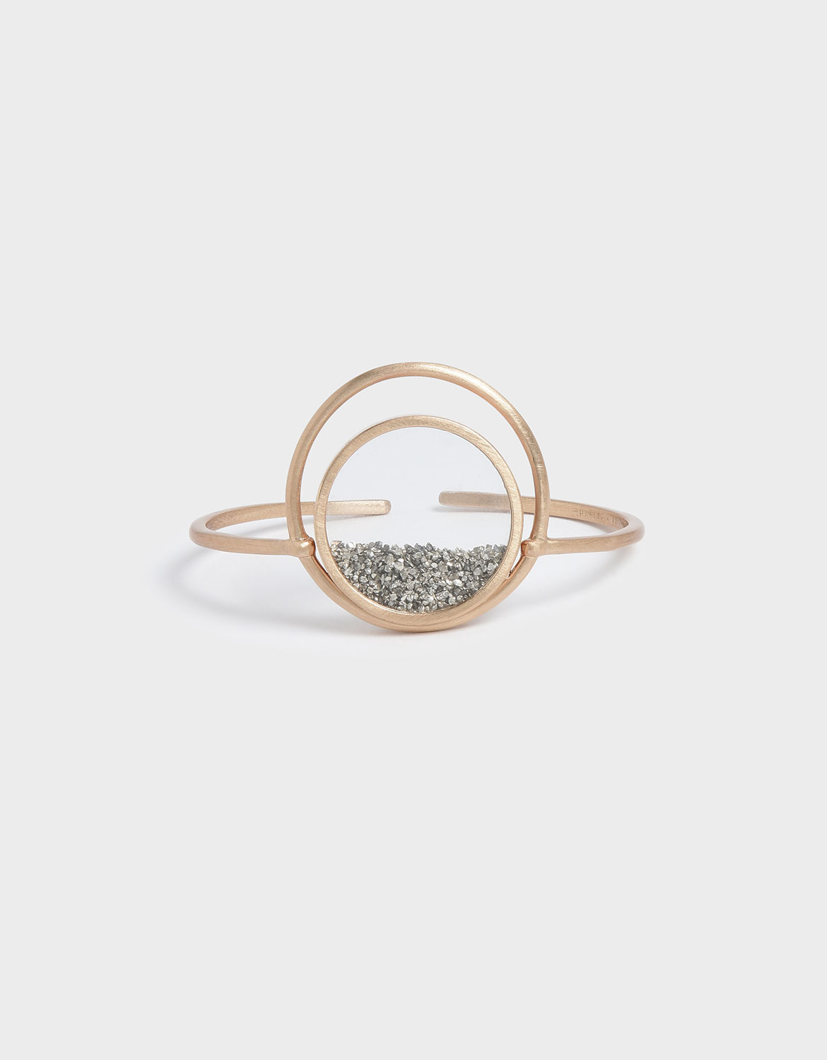 

Silver Sparkling Sandstone Floating Locket Cuff Bracelet