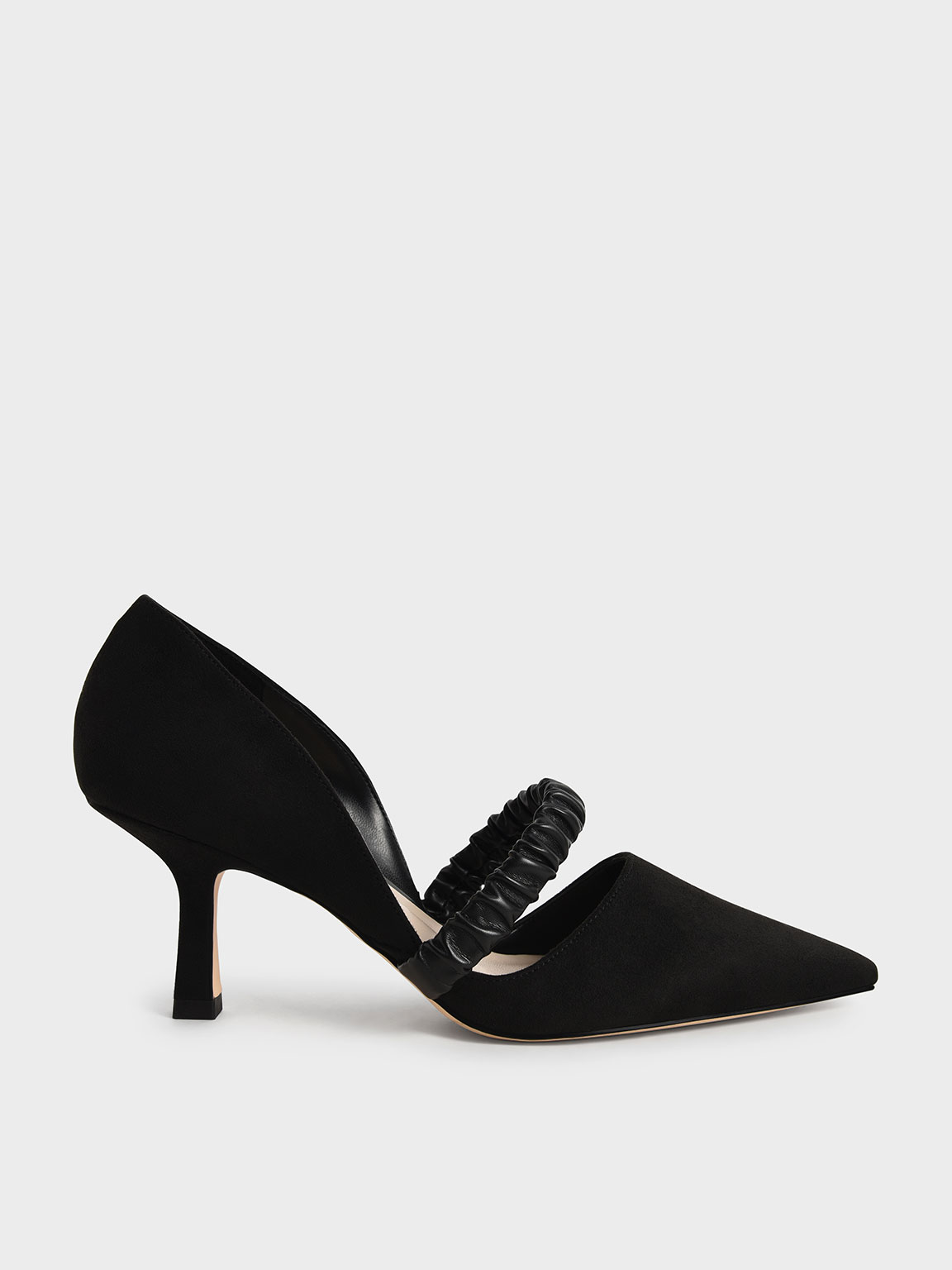 

Ruched Strap Textured D'Orsay Pumps