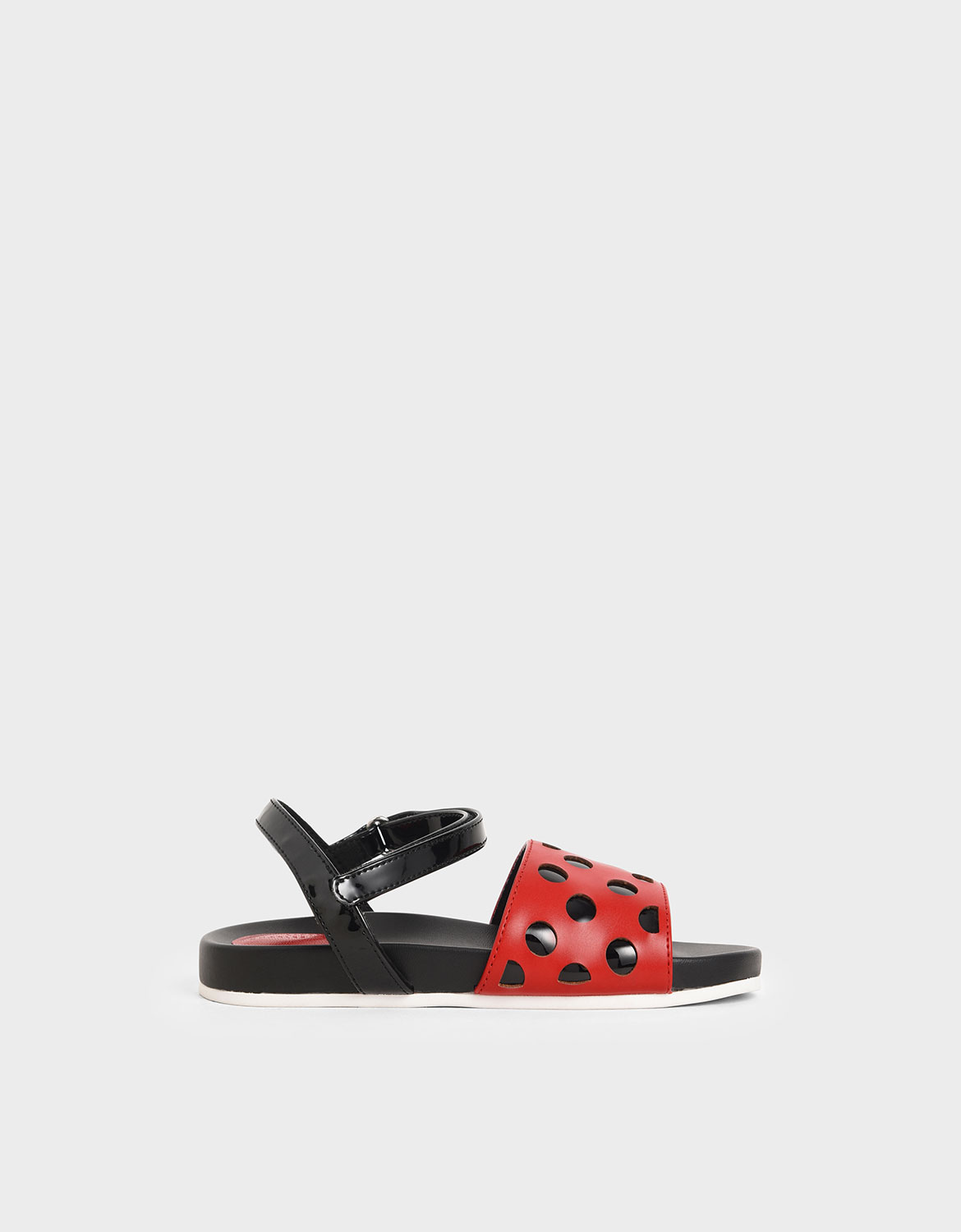 

Girls' Two-Tone Laser-Cut Sandals, Red
