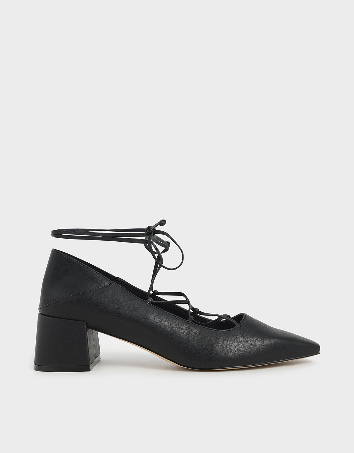 

Ankle Tie Pumps, Black