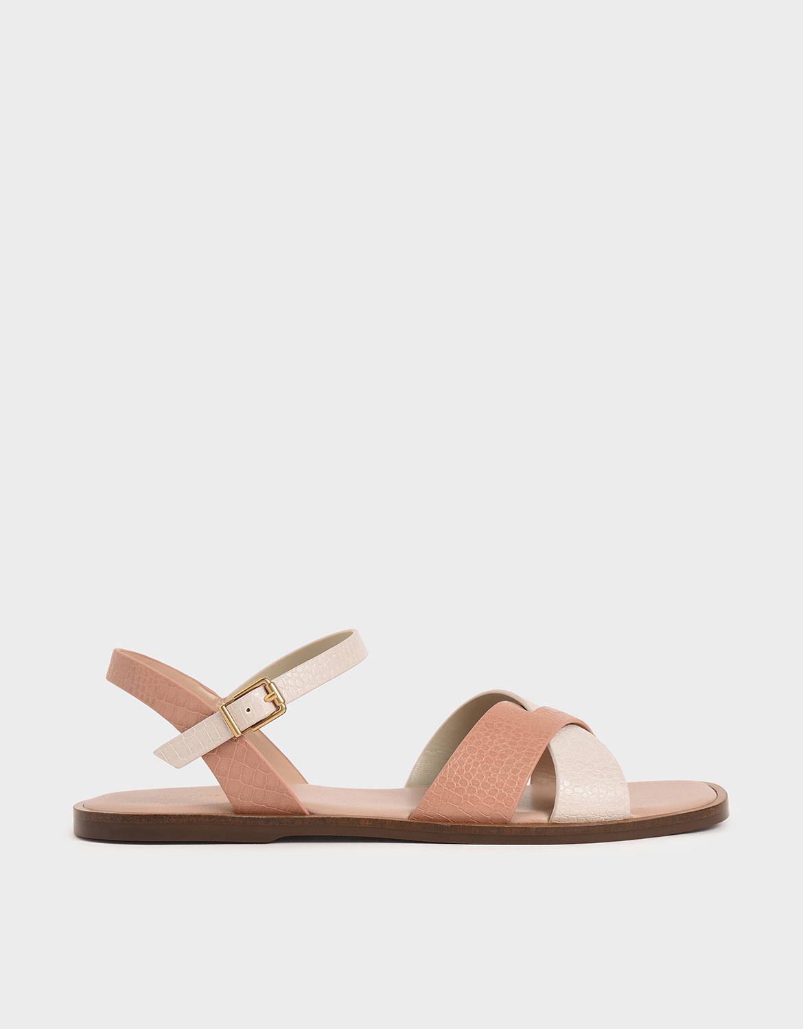 

Mock-Croc Flat Sandals, Animal print natural