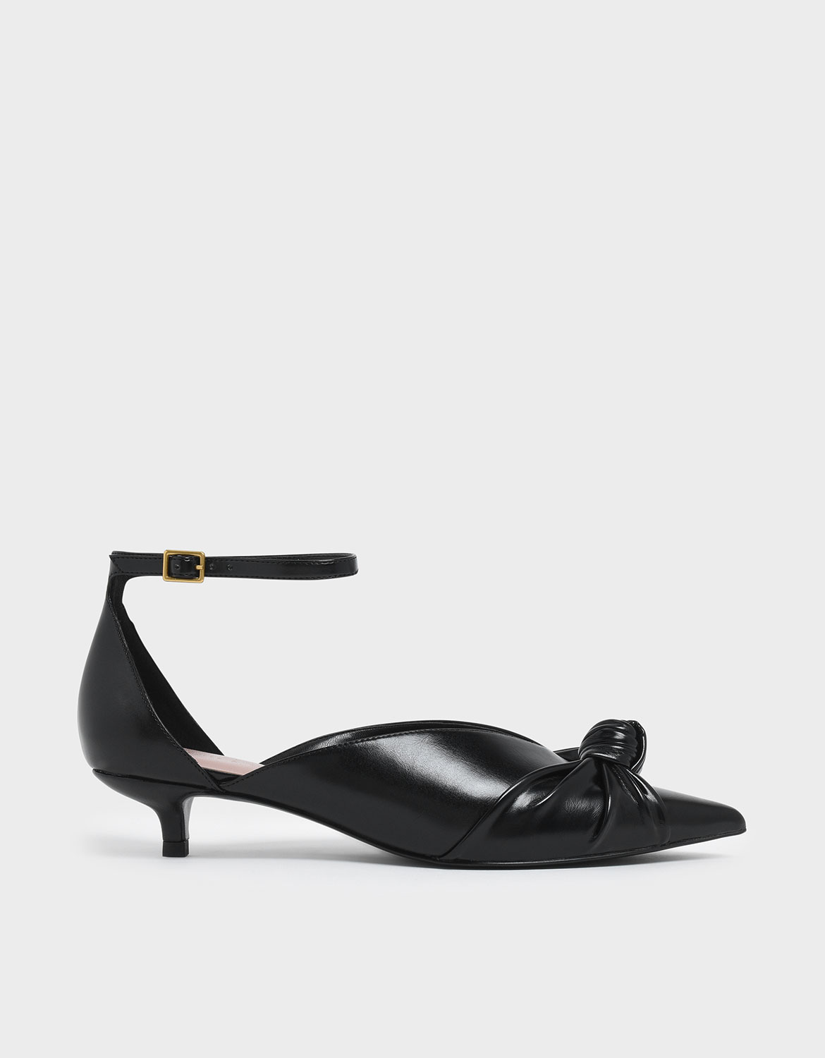 

Knotted Kitten Heel Pumps, Black
