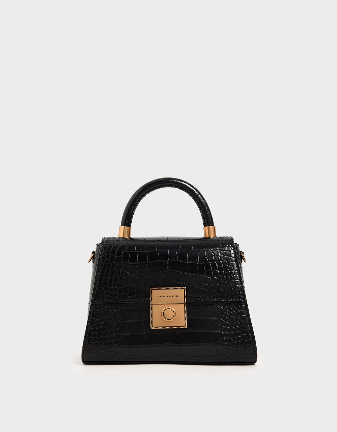 

Croc-Effect Structured Bag, Black