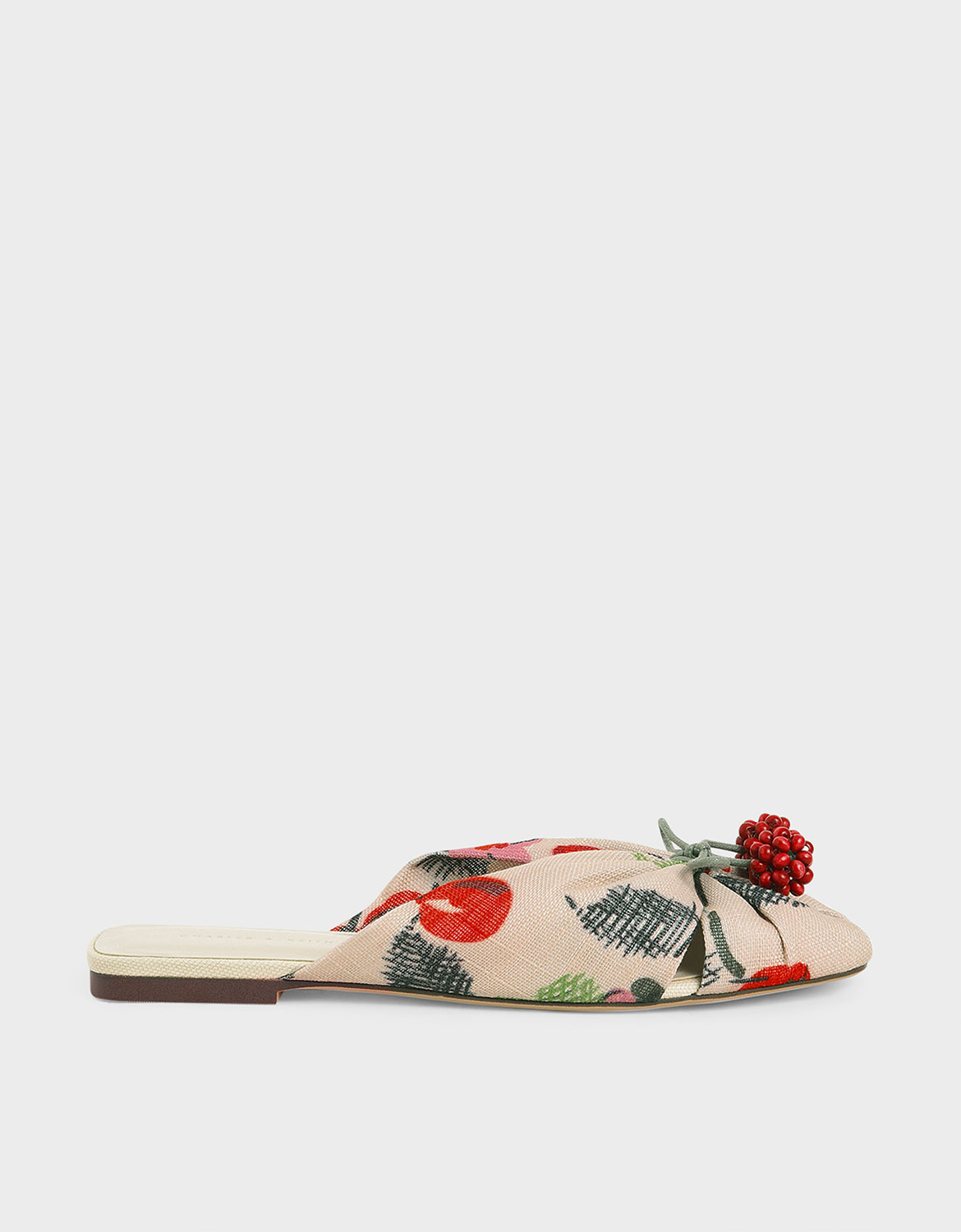 

Cherry Embellished Peep-Toe Slide Sandals, Multi