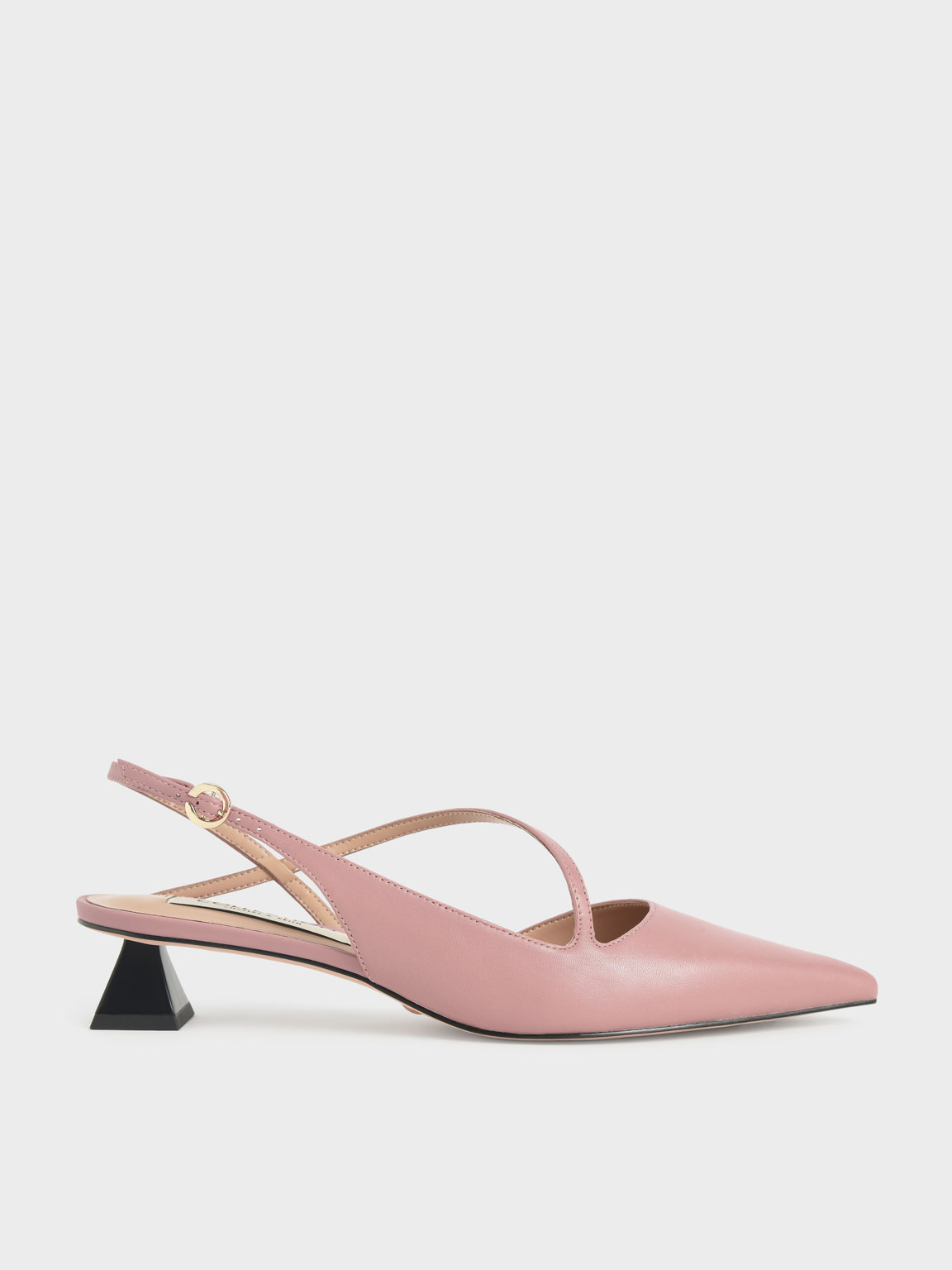 

Leather Asymmetric Slingback Pumps, Pink