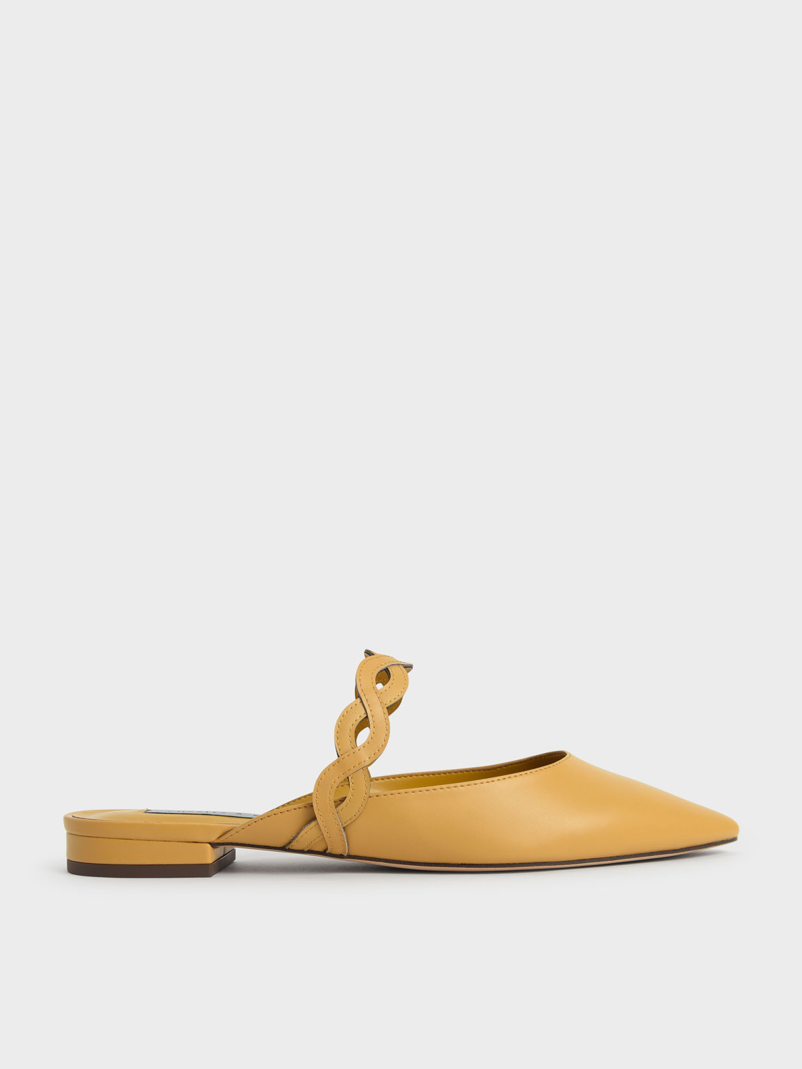 

Woven Strap Flat Mules, Mustard