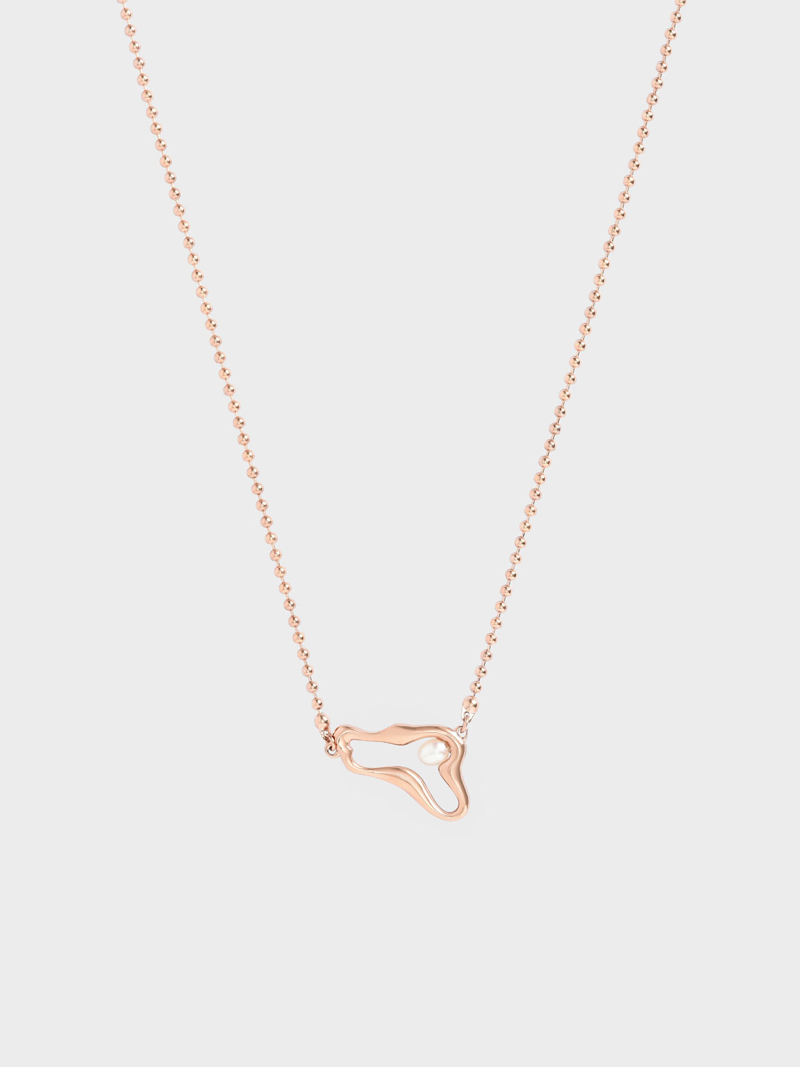 

Sculpted Pendant Bead Necklace, Rose gold