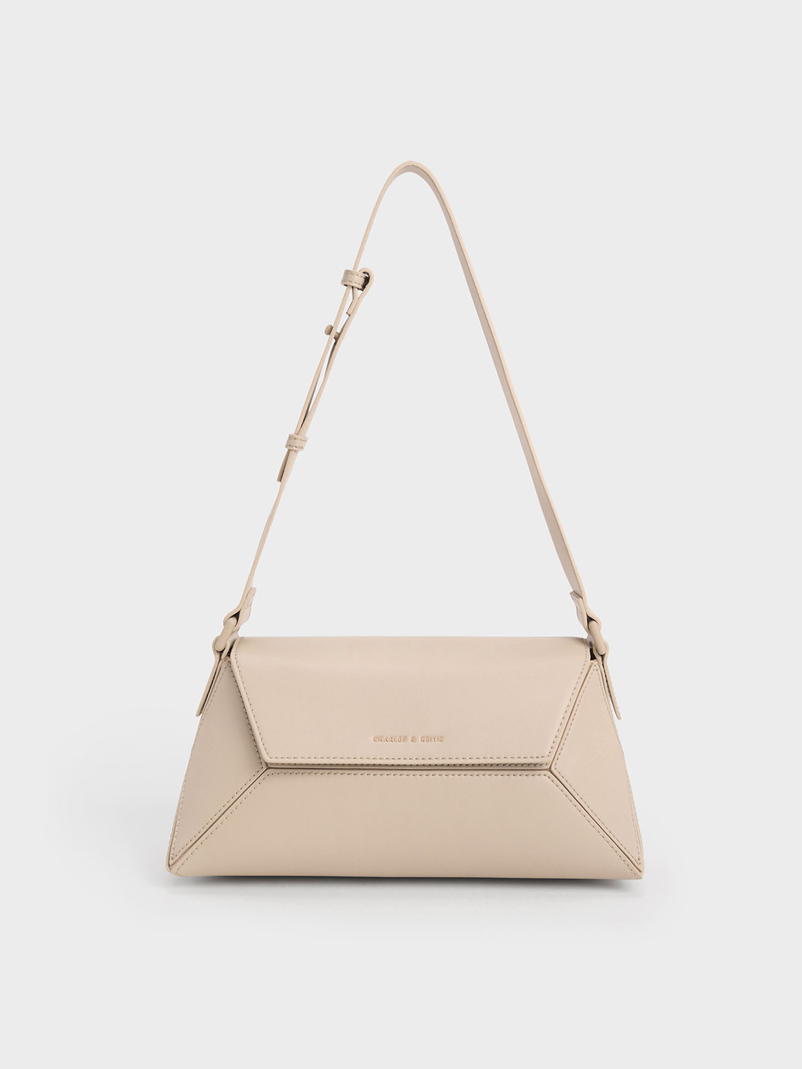Beige Nasrin Geometric Shoulder Bag - CHARLES & KEITH UK 
