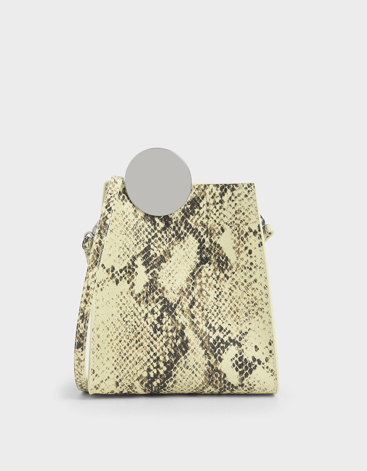 

Chrome Detail Snake Print Leather Crossbody Bag, Multi