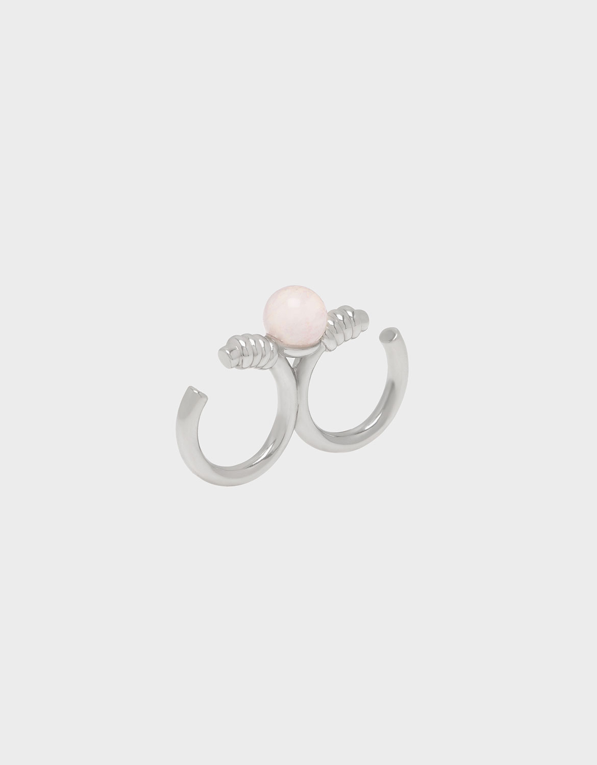 

Rose Quartz Double Ring, Silver