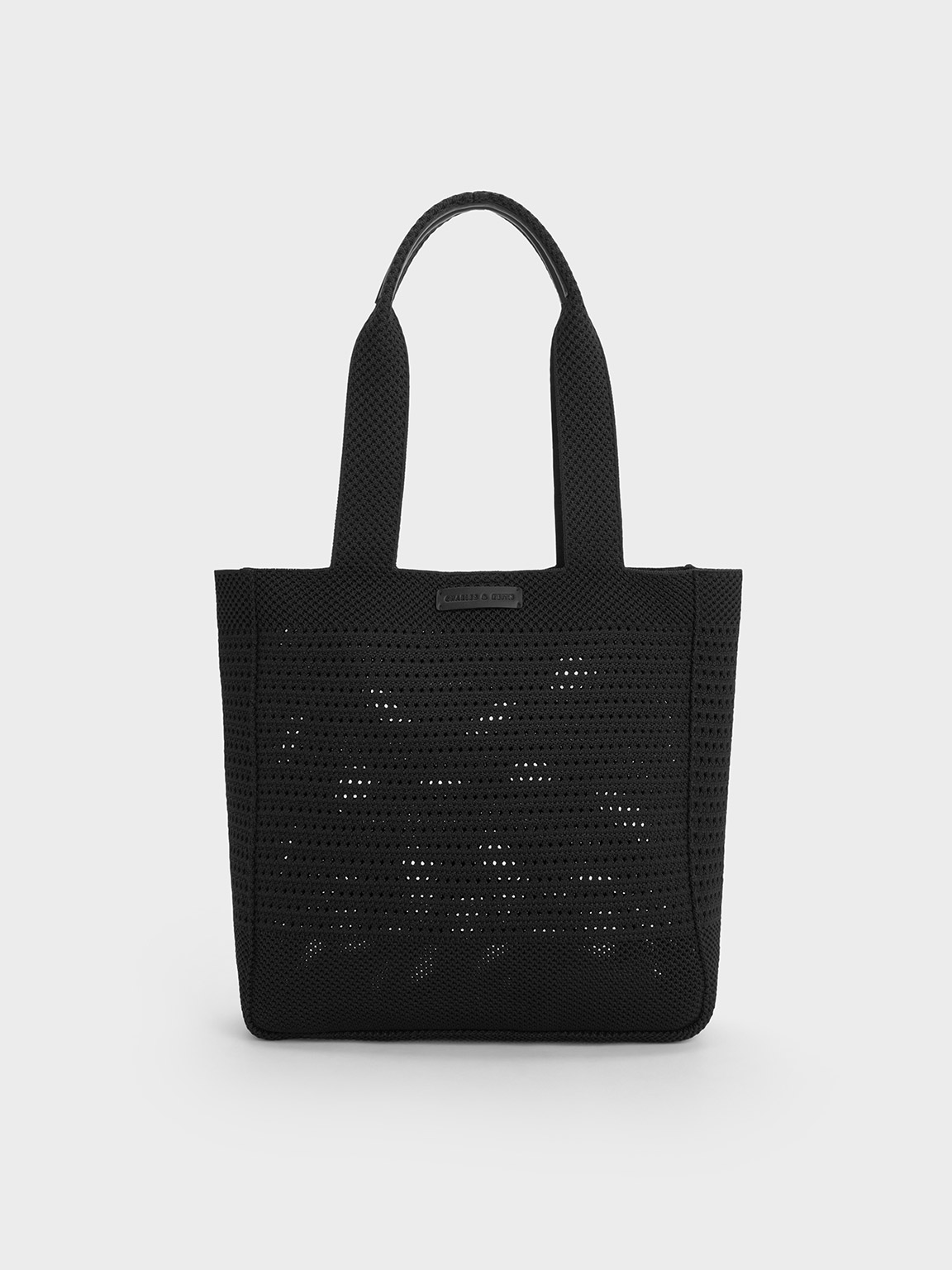 Charles & Keith Knitted Tote Bag In Black