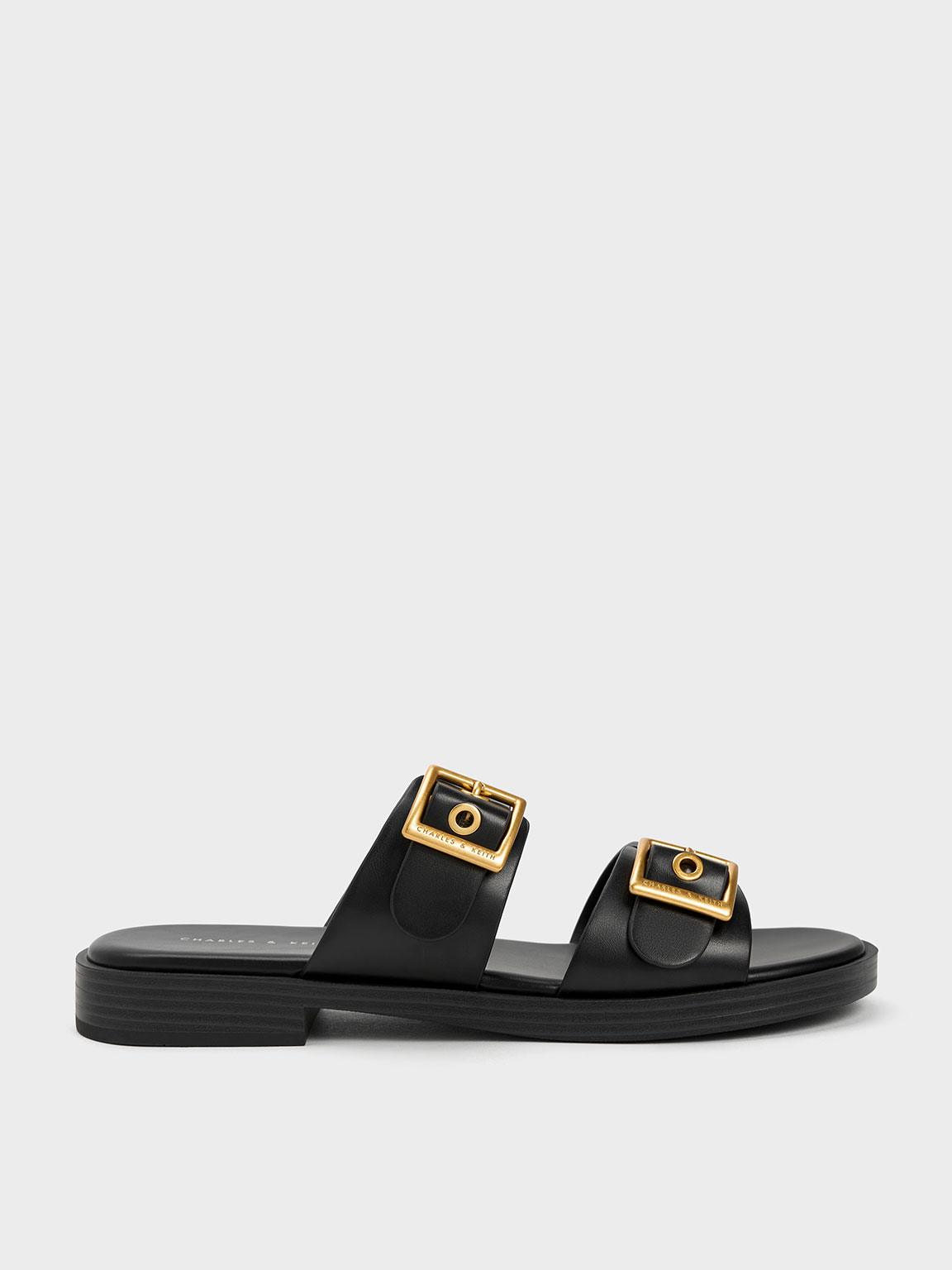 Buckled Double Strap Slide Sandals