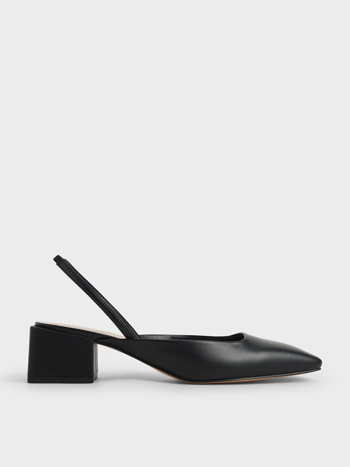 

Square Toe Slingback Pumps, Black