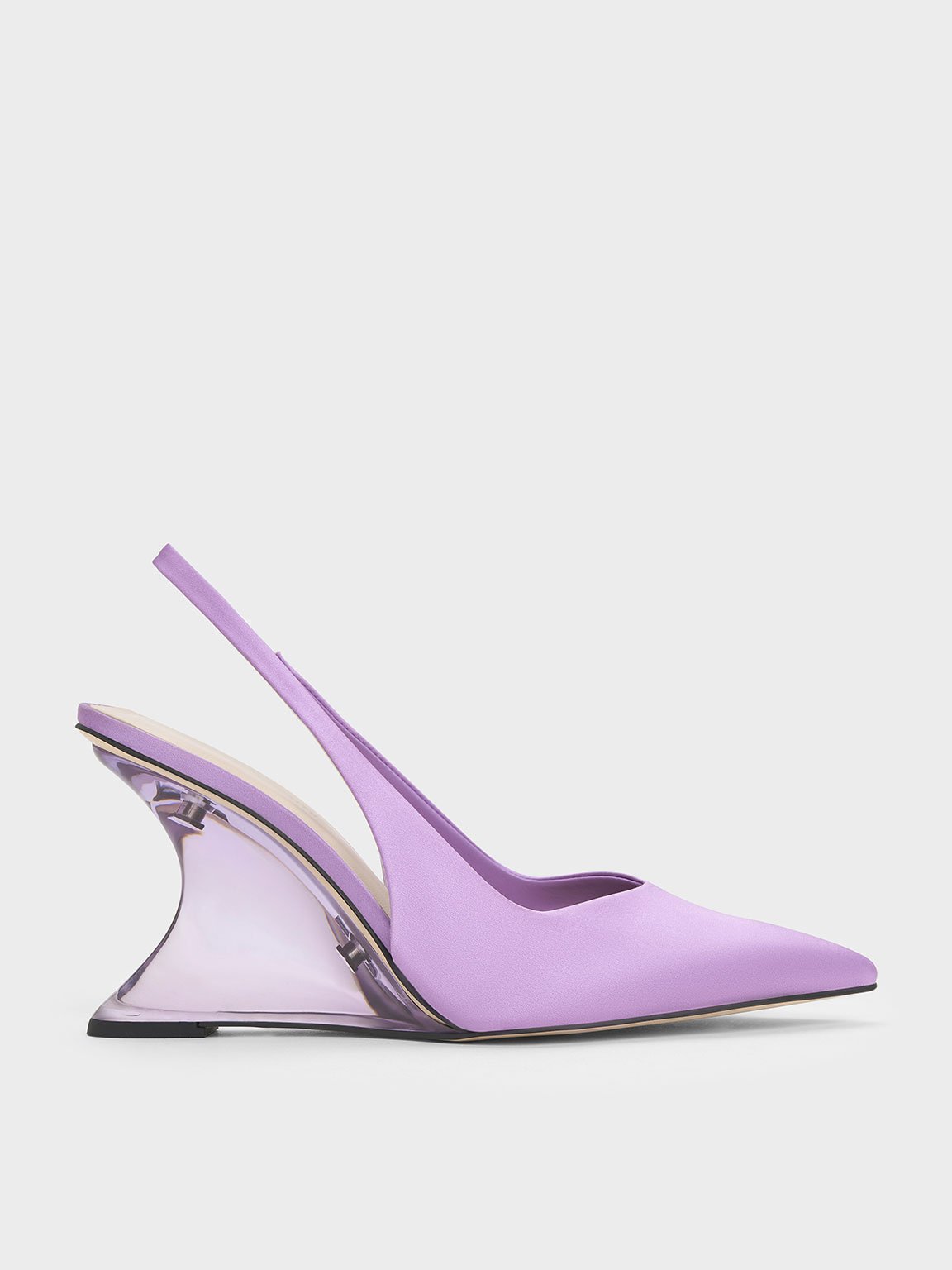 Charles & Keith Reycled Polyester Sculptural Slingback Wedges In Purple