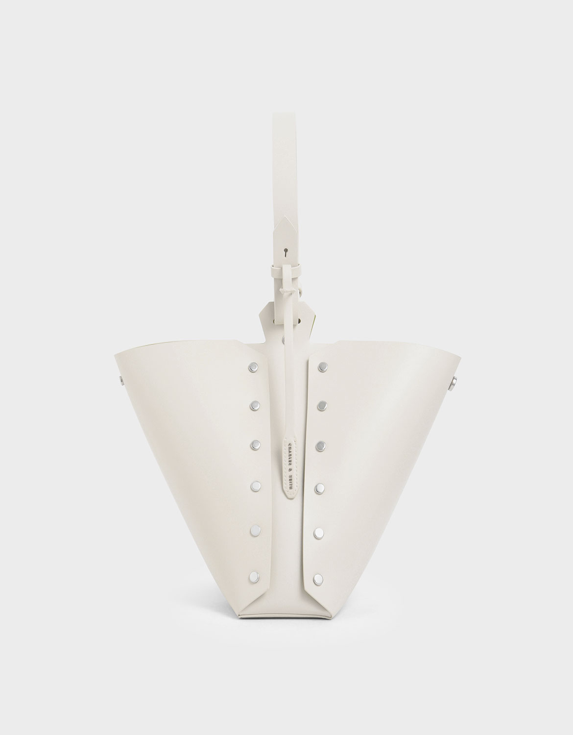 

Reversible Studded Trapeze Shoulder Bag, Cream