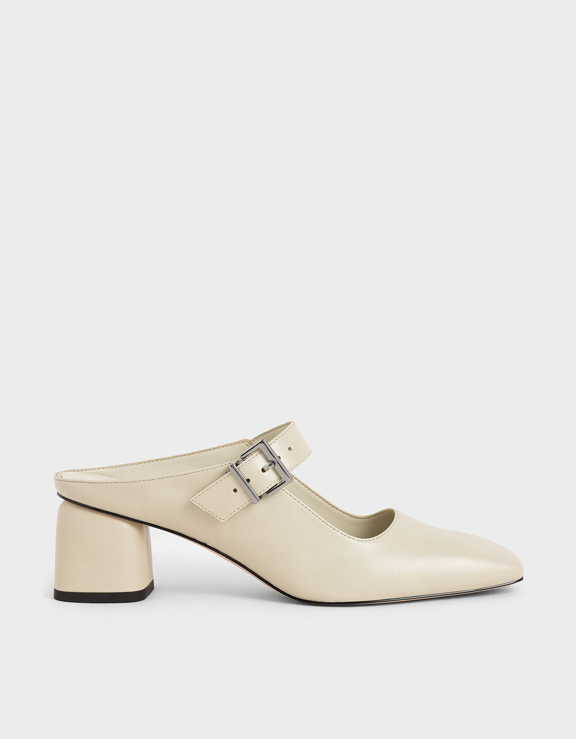 

Mary Jane Block Heel Mules, Chalk