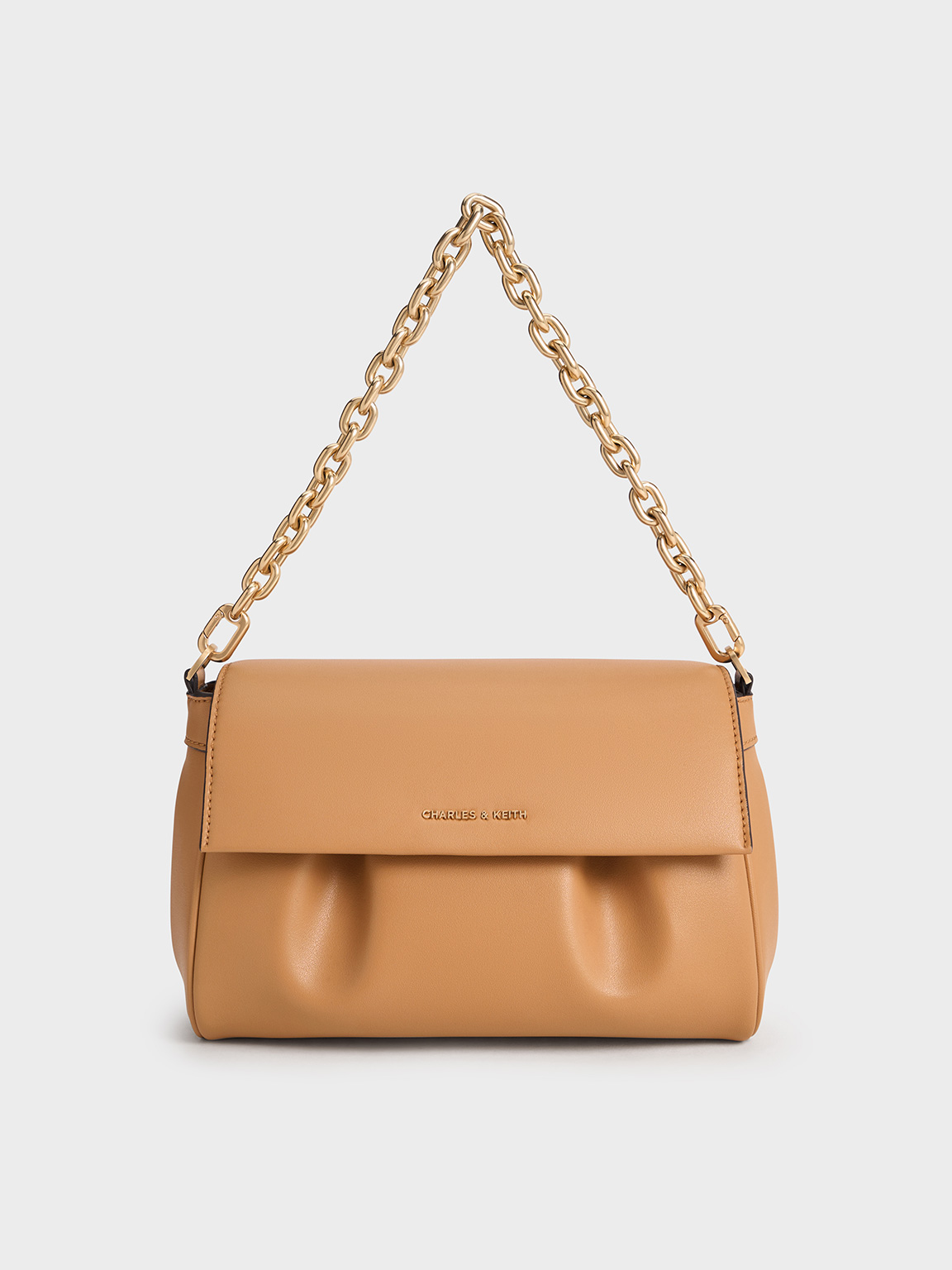 Toffee Calla Front Flap Chain-Handle Bag - CHARLES & KEITH UK
