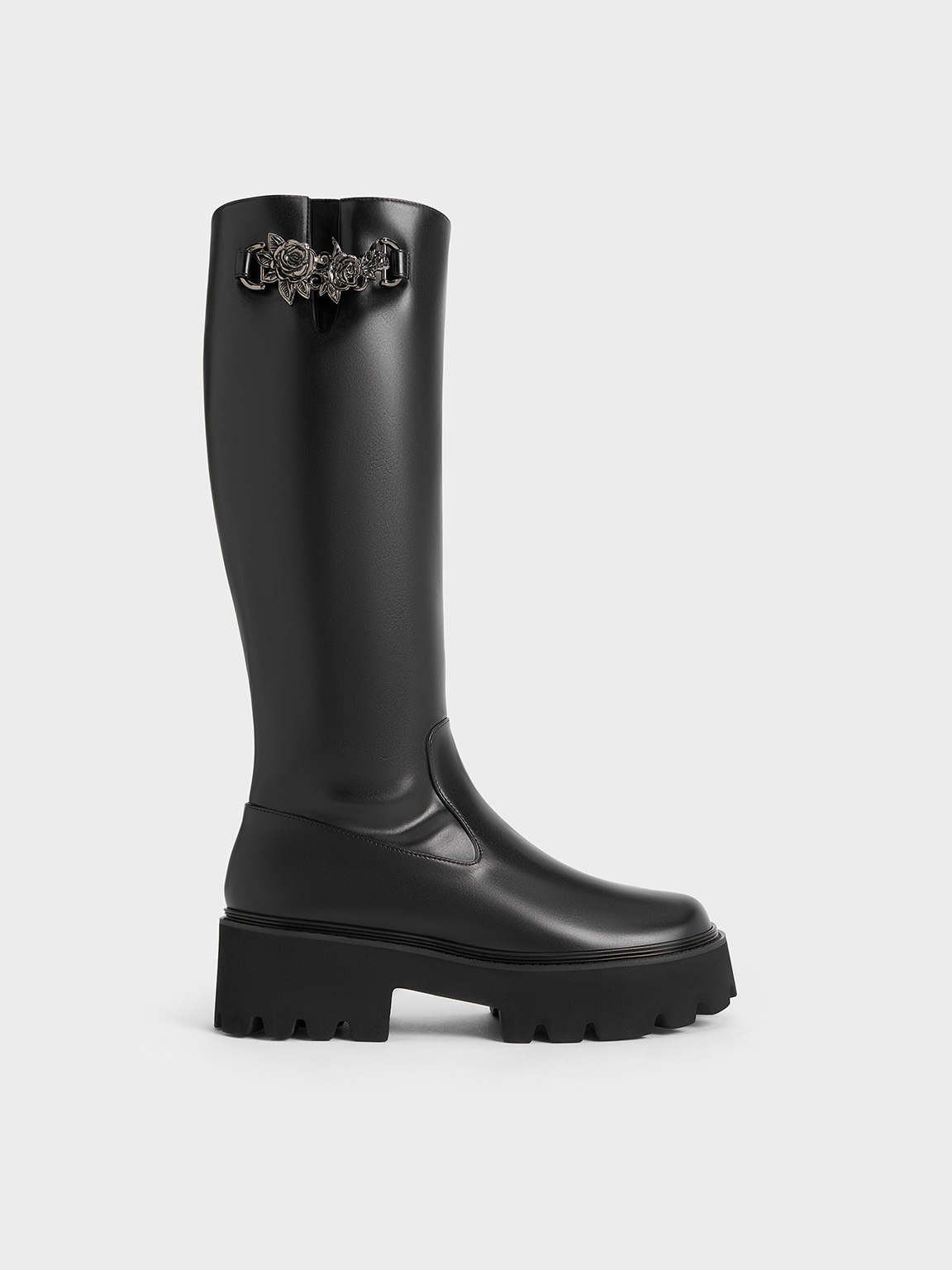 CHARLES & KEITH CHARLES & KEITH - IMOGEN ROSE-MOTIF CHUNKY KNEE-HIGH BOOTS
